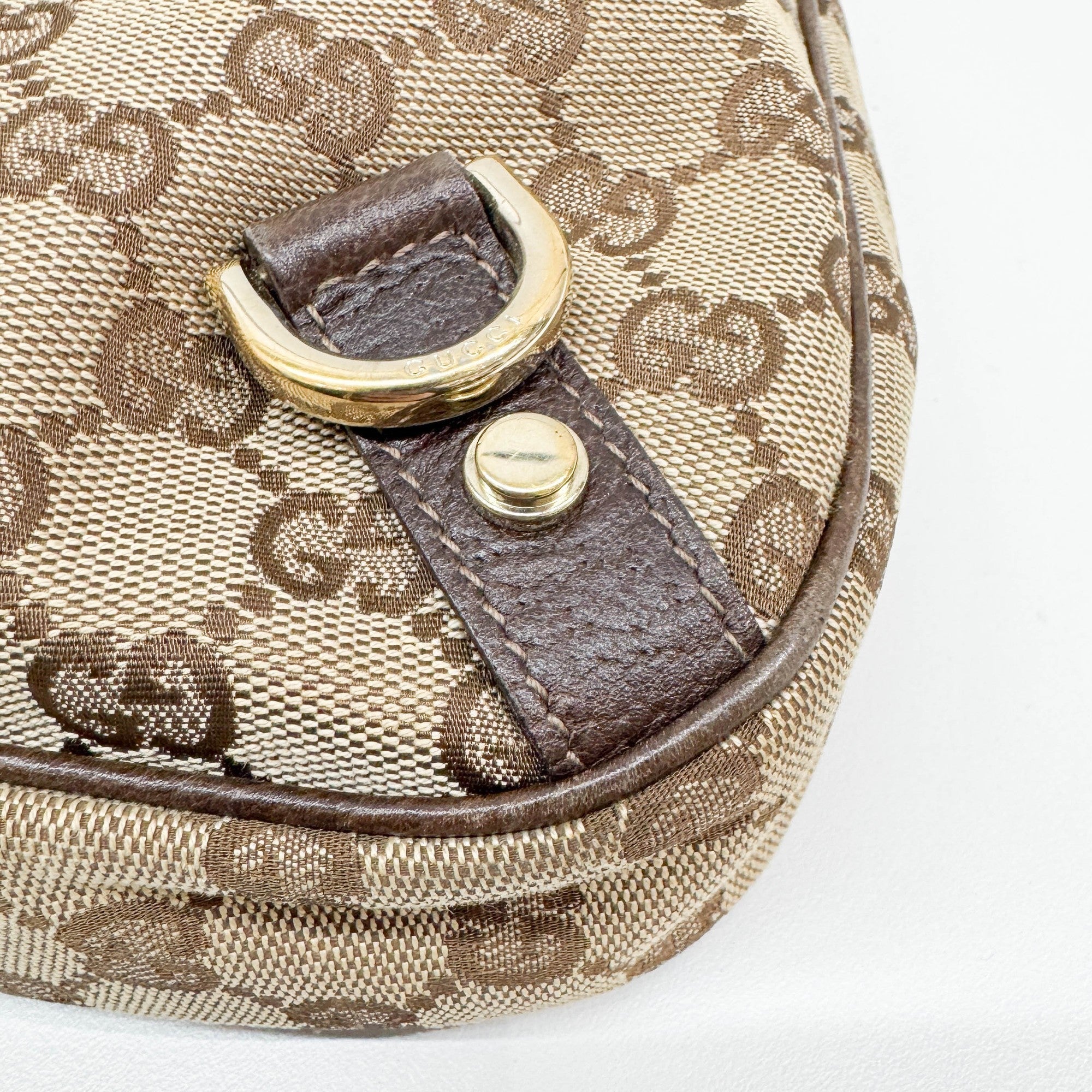 Abbey D-Ring Tan GG Canvas Shoulder Bag