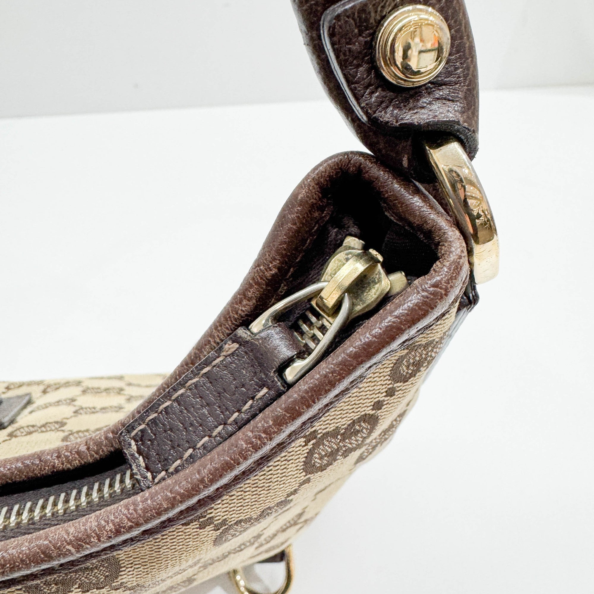 Abbey D-Ring Tan GG Canvas Shoulder Bag