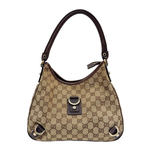 Abbey D-Ring Tan GG Canvas Shoulder Bag