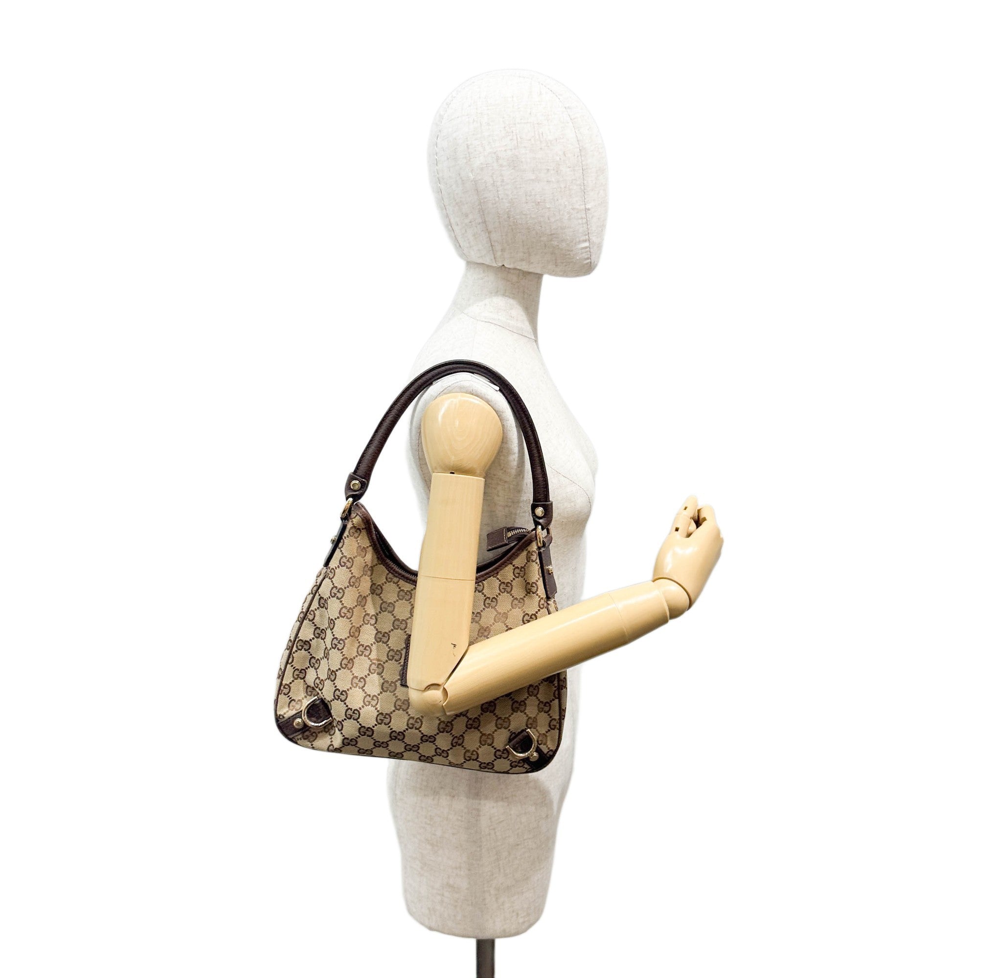 Abbey D-Ring Tan GG Canvas Shoulder Bag