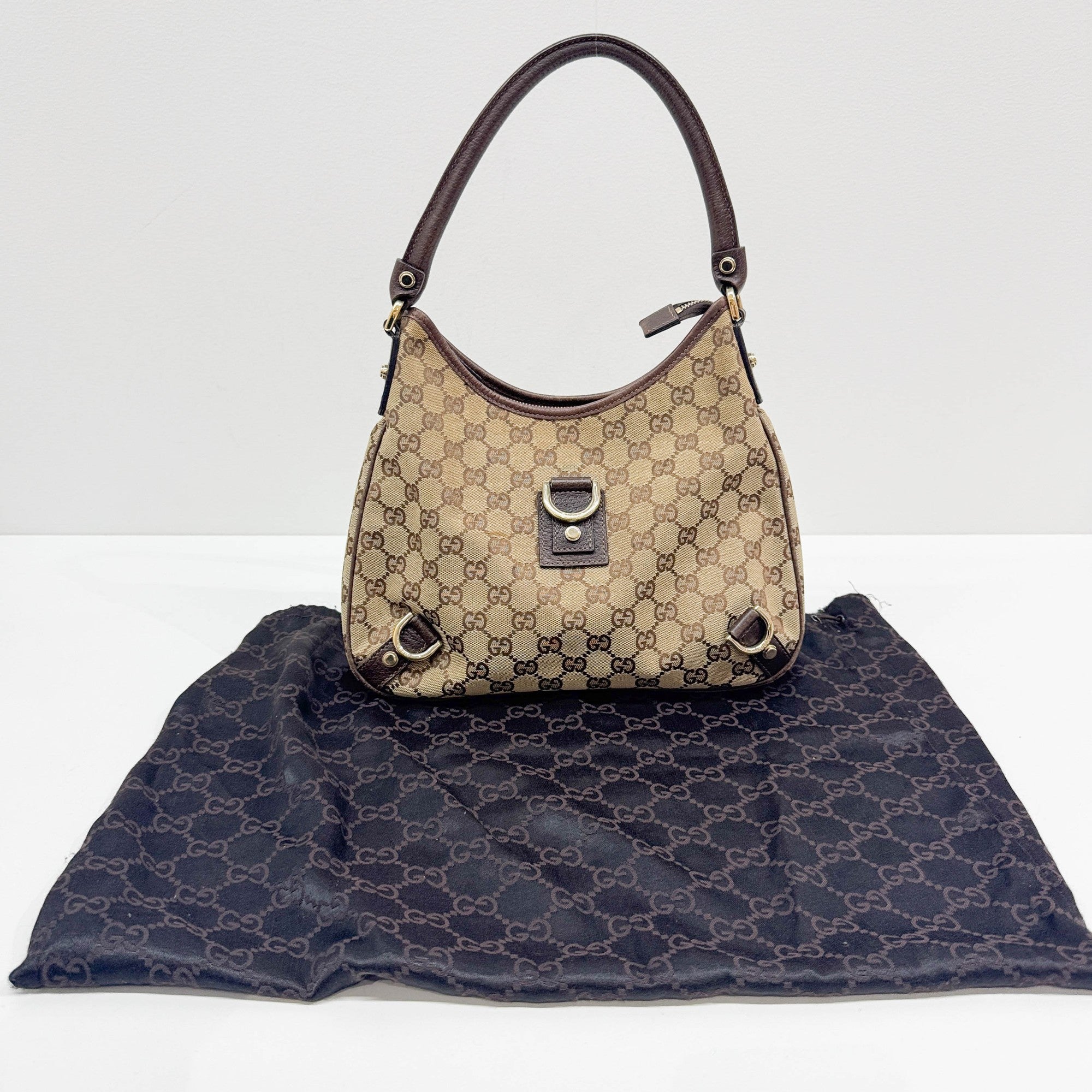 Abbey D-Ring Tan GG Canvas Shoulder Bag