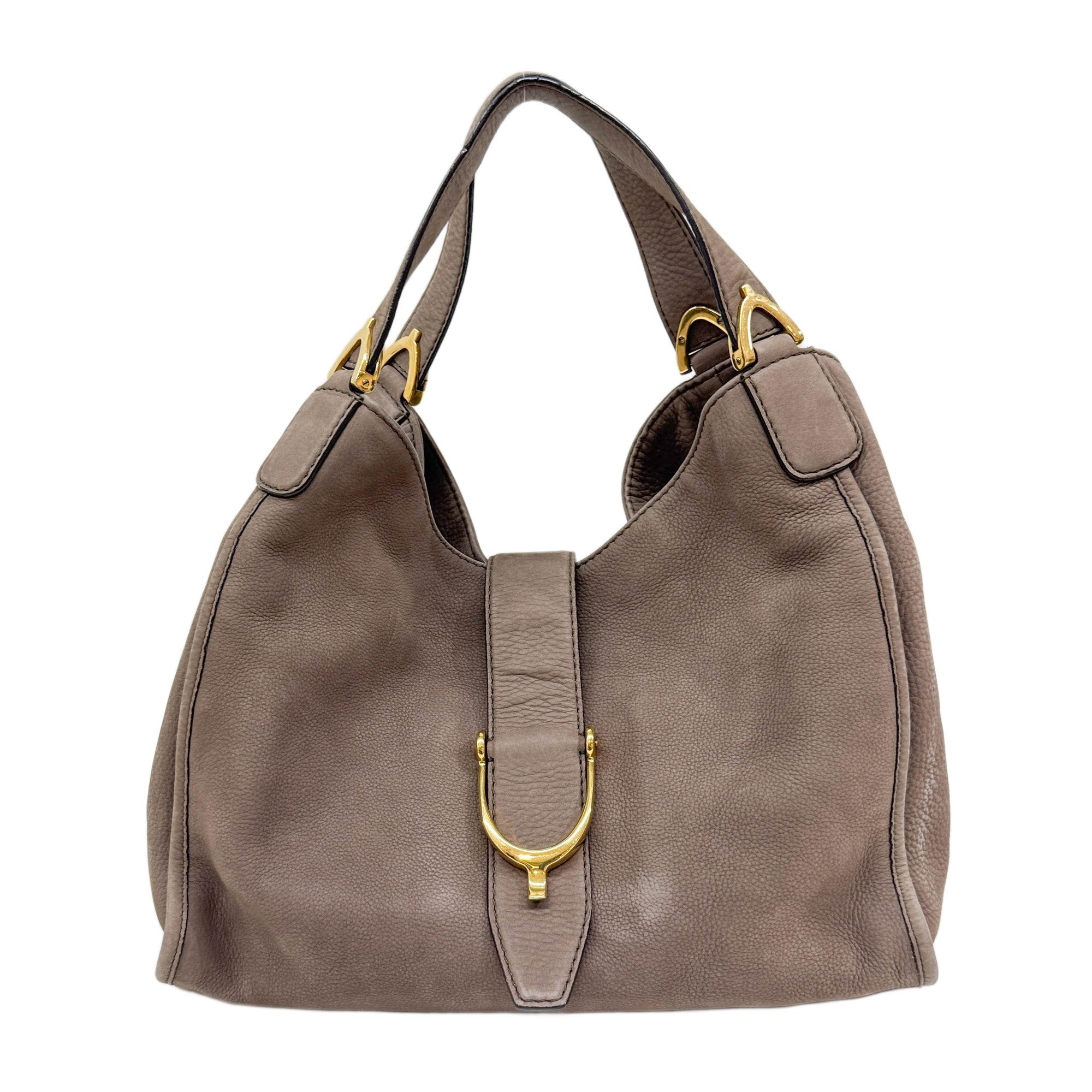 Stirrup Elephant Gray Leather Shoulder Bag