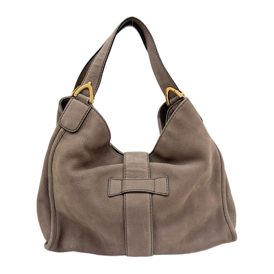 Stirrup Elephant Gray Leather Shoulder Bag