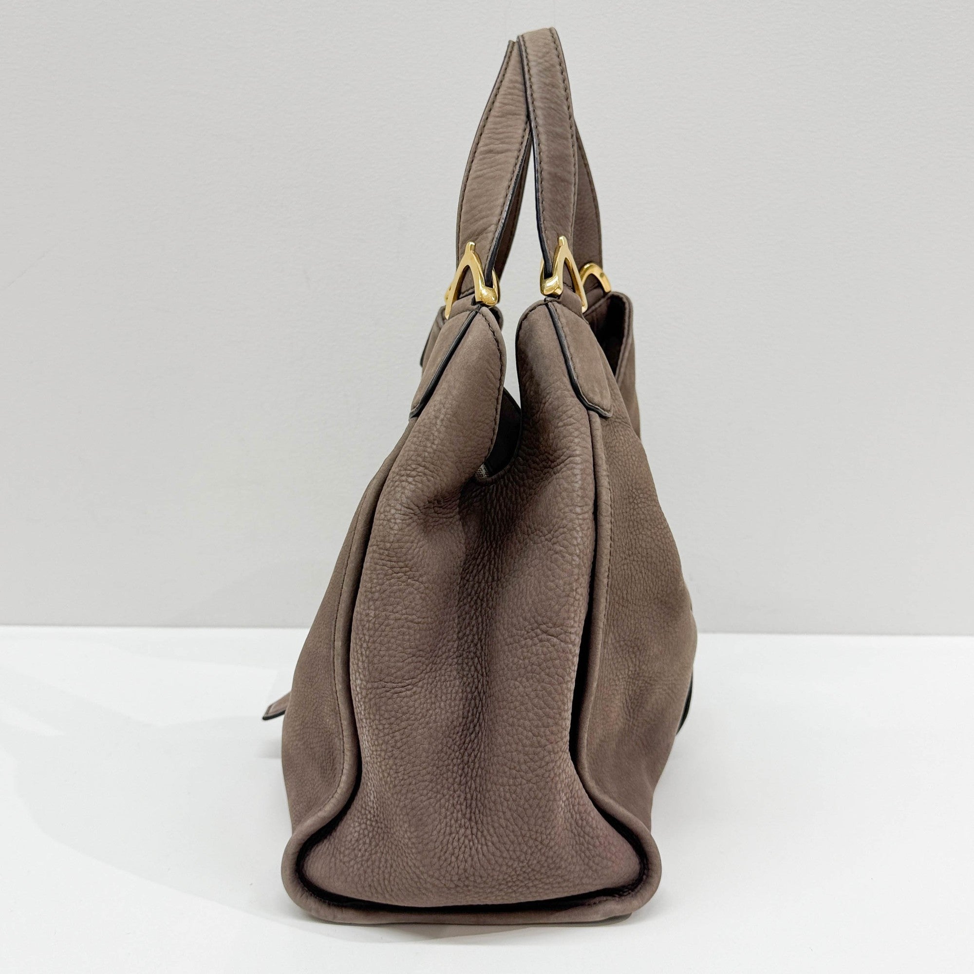 Stirrup Elephant Gray Leather Shoulder Bag