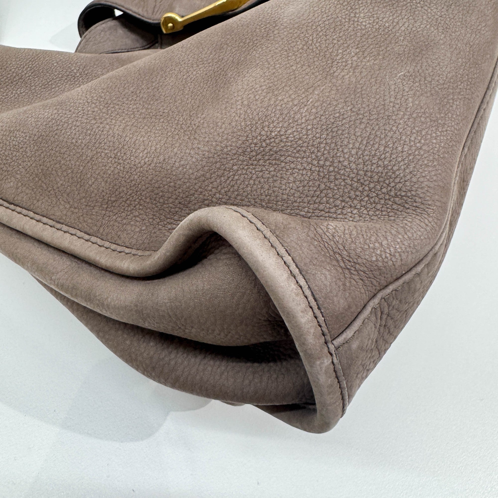 Stirrup Elephant Gray Leather Shoulder Bag