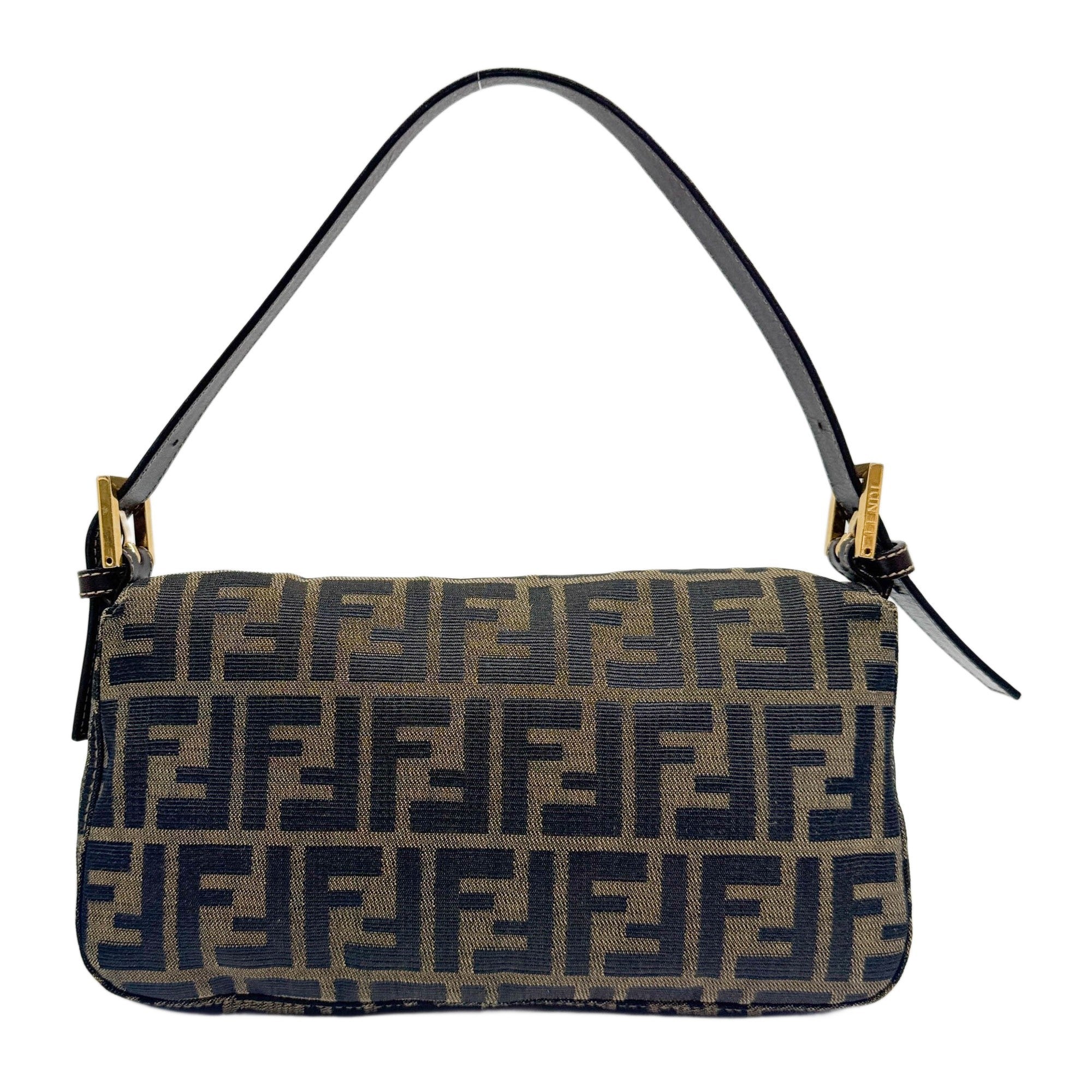 Baguette Brown Zucca Canvas Shoulder Bag