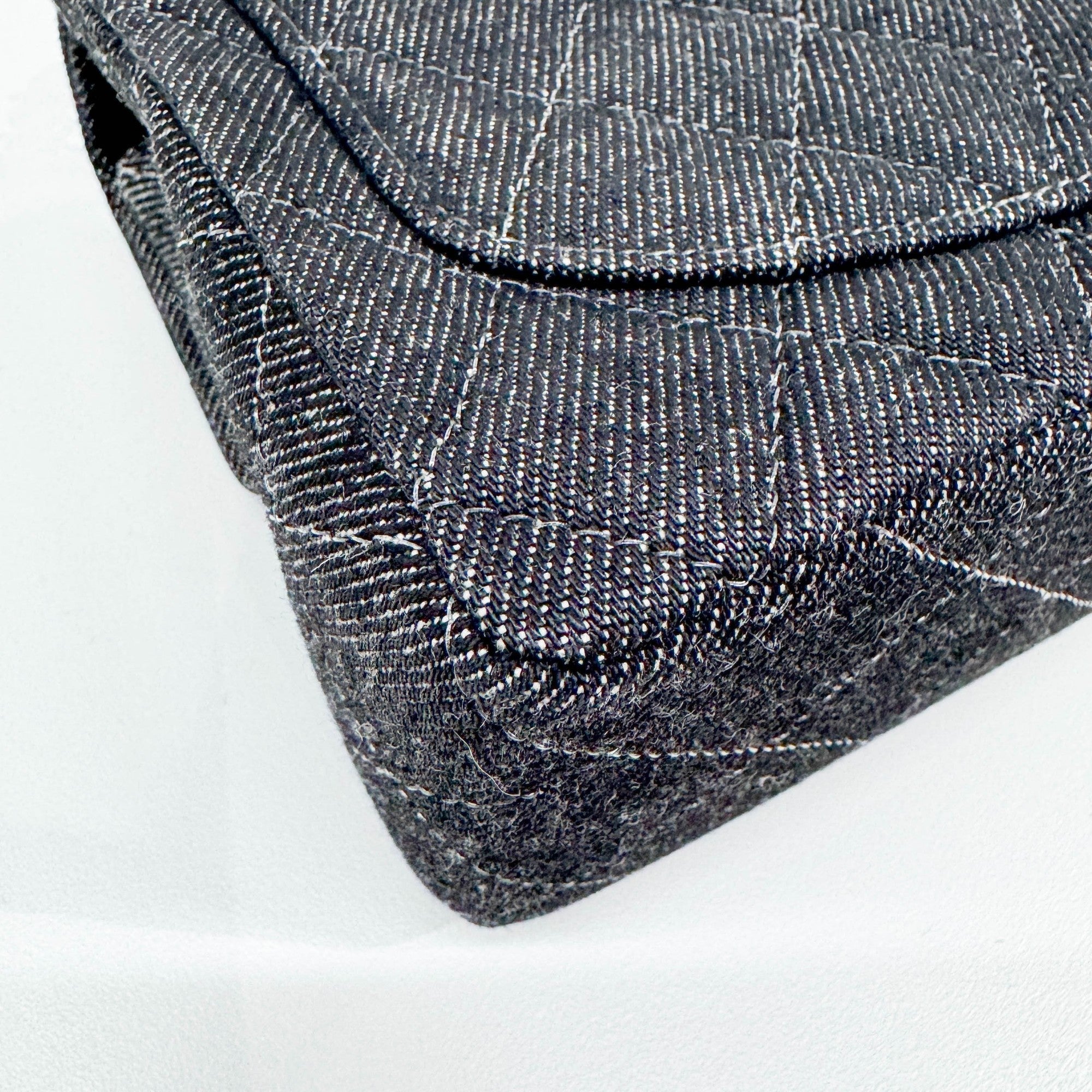 Mini Classic Flap Square Black Denim Shoulder Bag