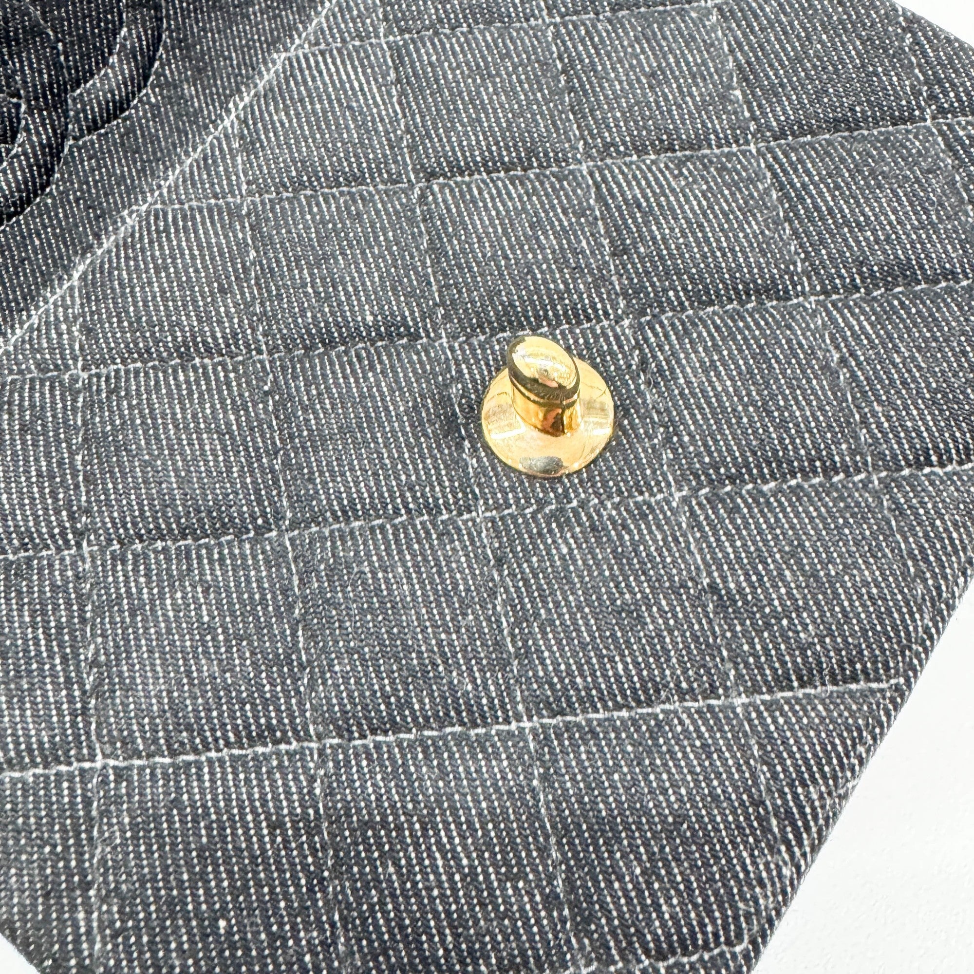 Mini Classic Flap Square Black Denim Shoulder Bag