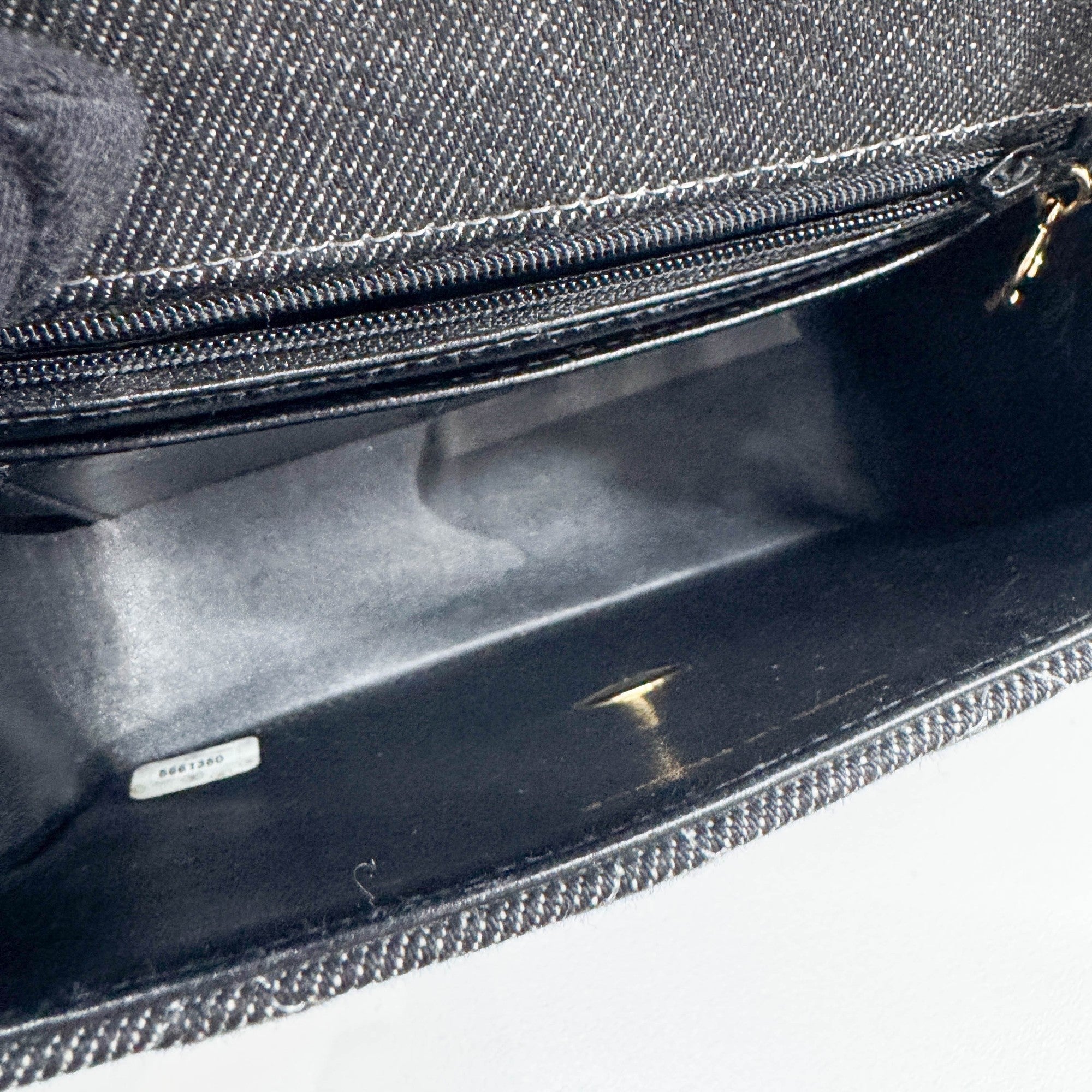 Mini Classic Flap Square Black Denim Shoulder Bag