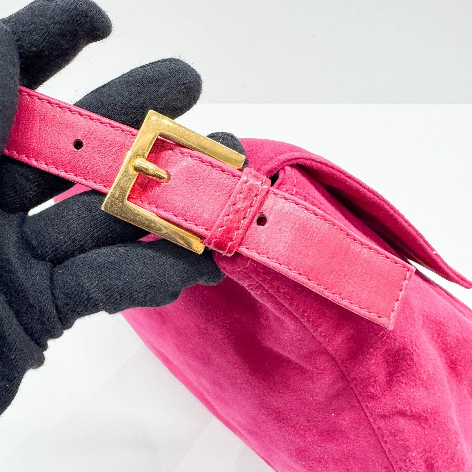 Mamma Baguette Pink Suede Shoulder Bag