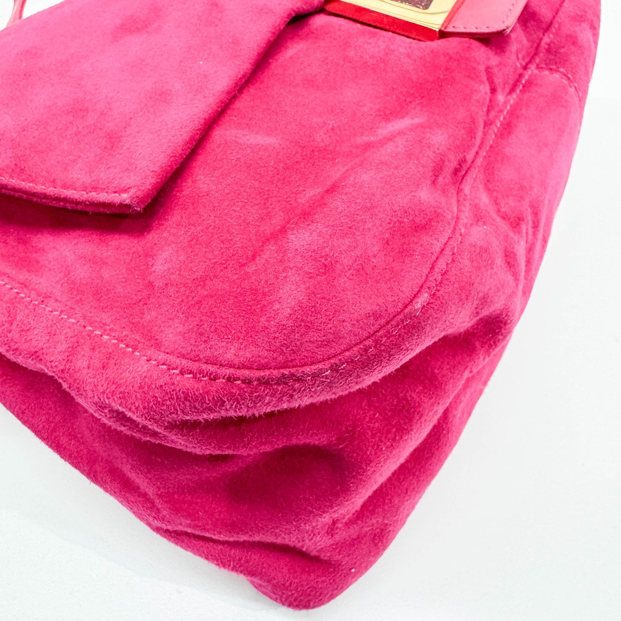 Mamma Baguette Pink Suede Shoulder Bag