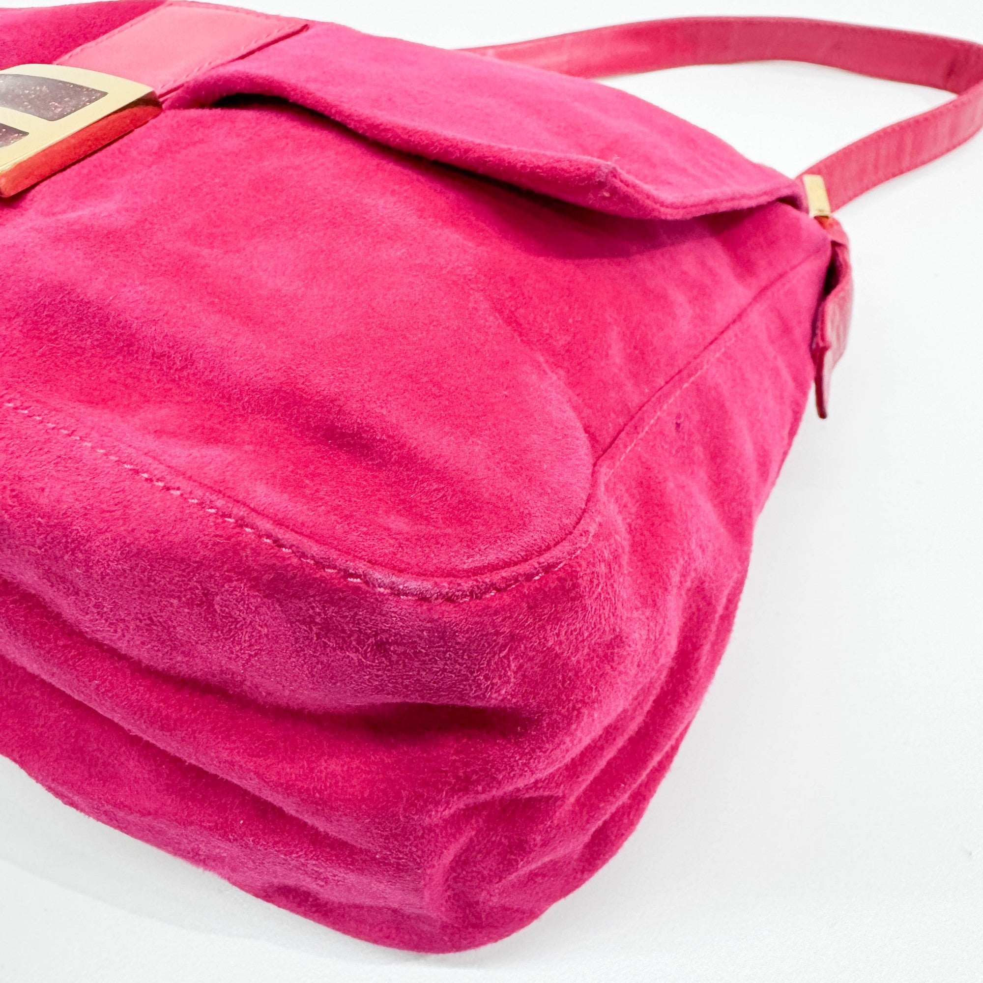 Mamma Baguette Pink Suede Shoulder Bag