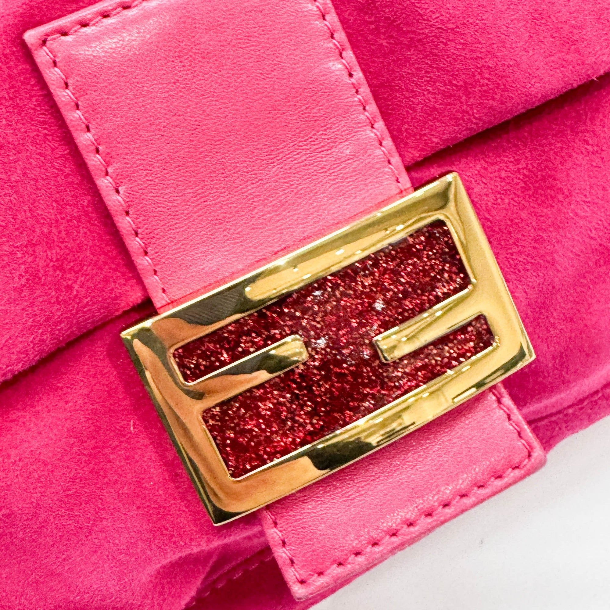 Mamma Baguette Pink Suede Shoulder Bag