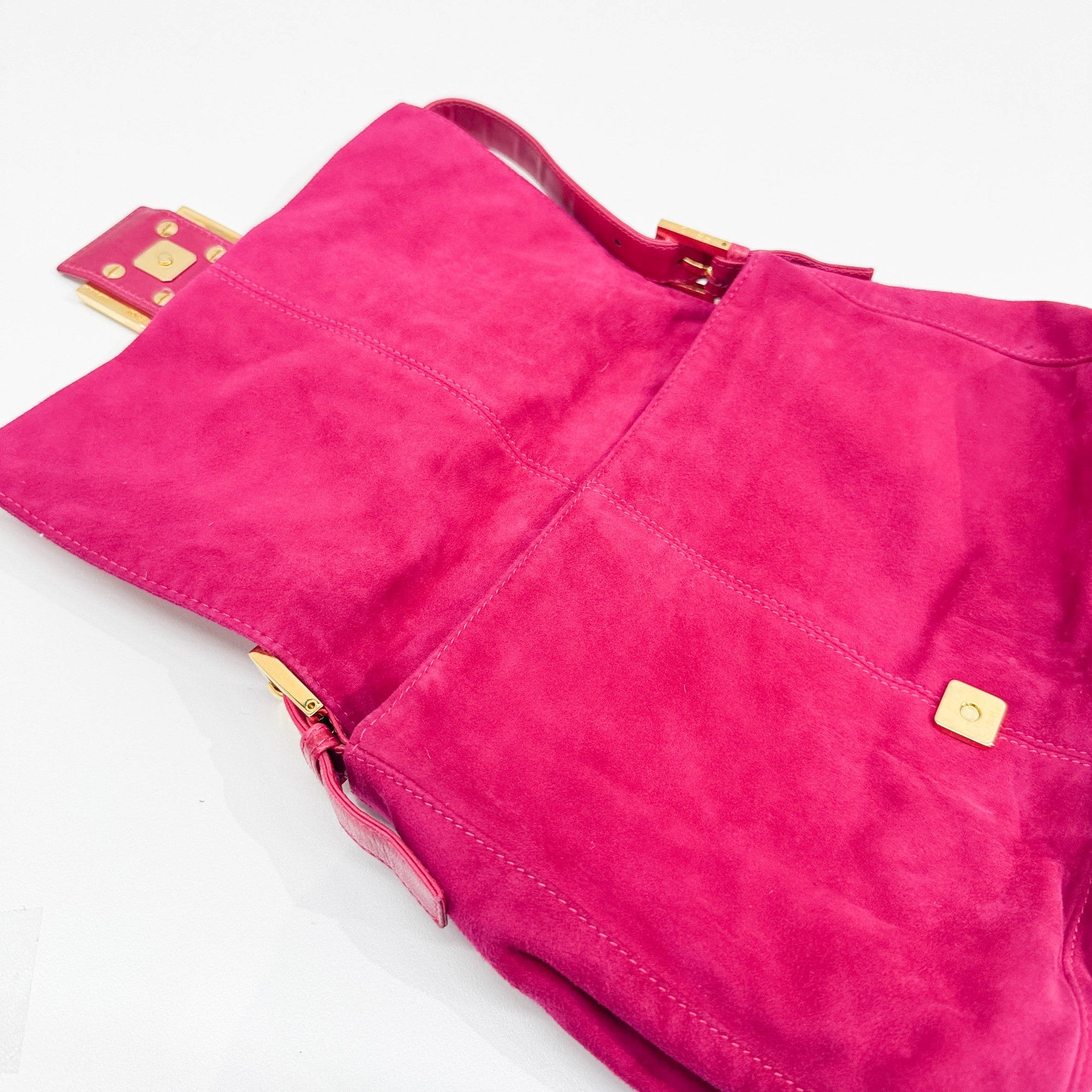 Mamma Baguette Pink Suede Shoulder Bag