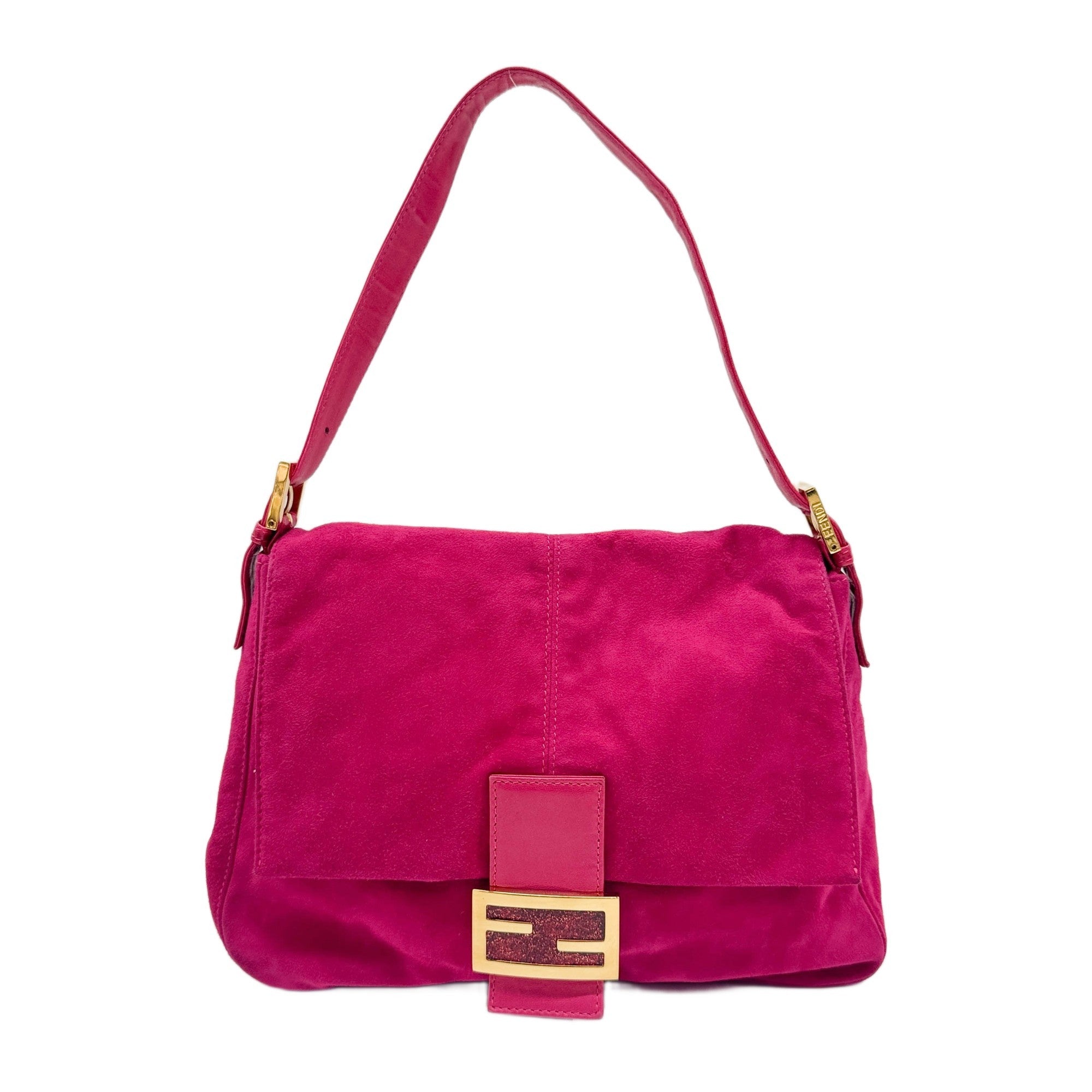 Mamma Baguette Pink Suede Shoulder Bag