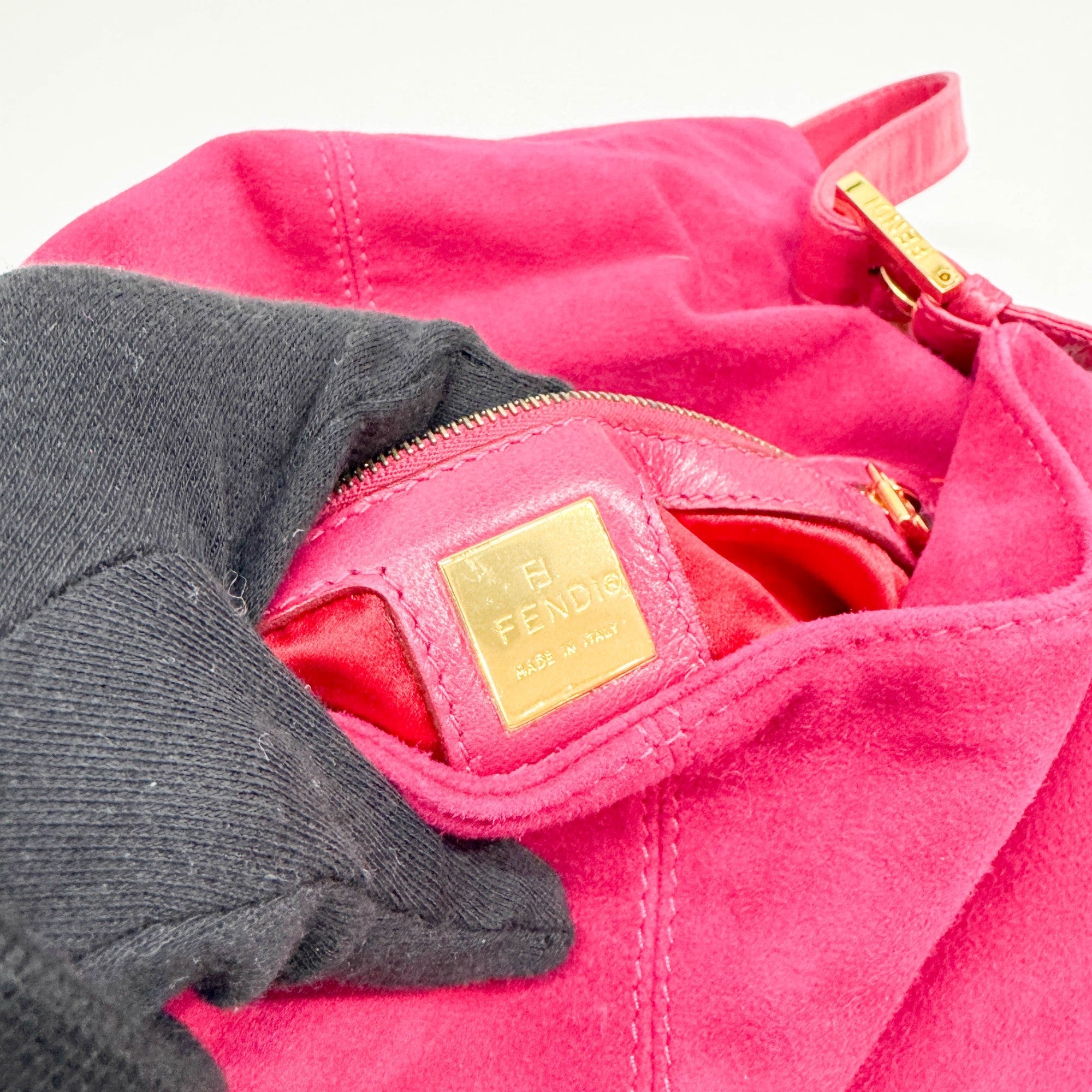 Mamma Baguette Pink Suede Shoulder Bag