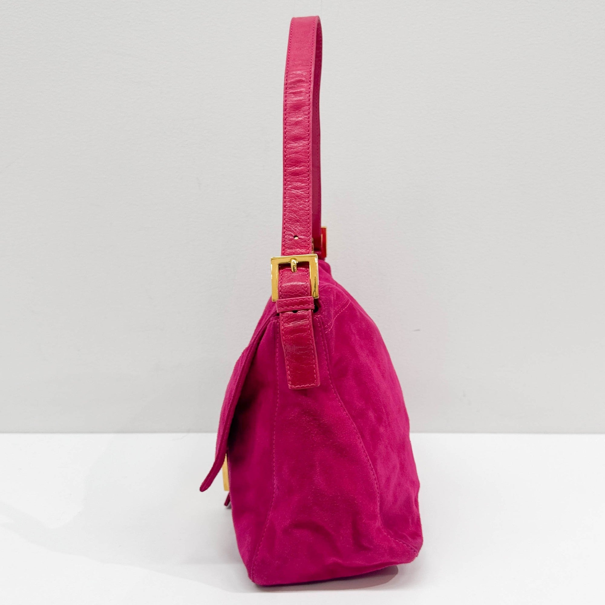 Mamma Baguette Pink Suede Shoulder Bag