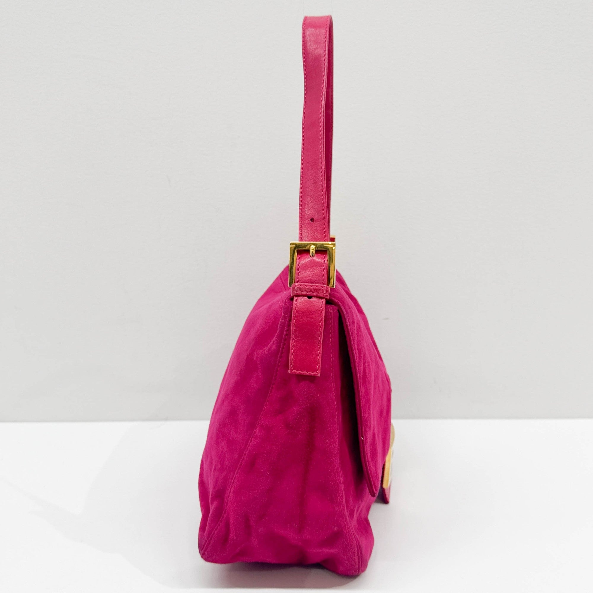 Mamma Baguette Pink Suede Shoulder Bag