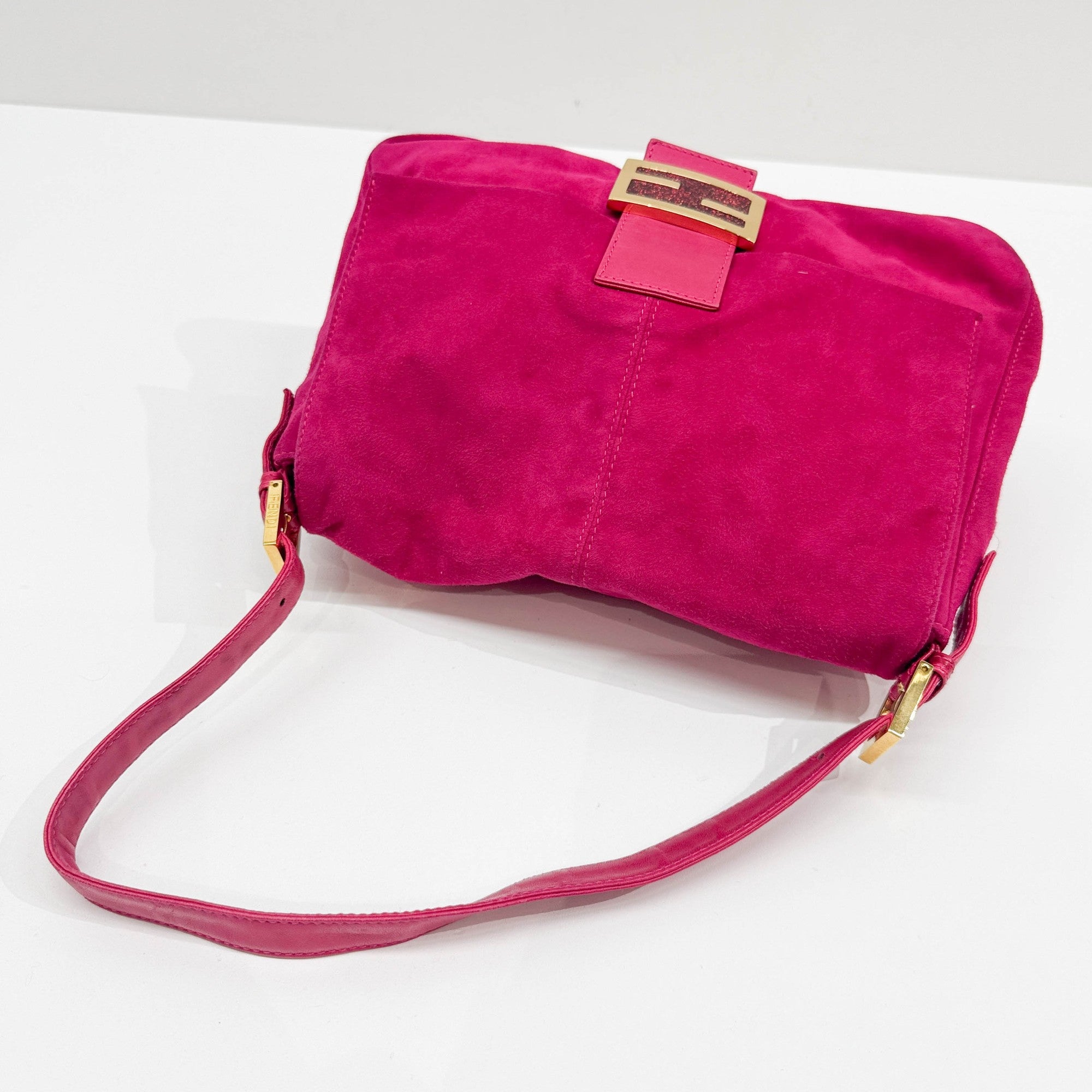Mamma Baguette Pink Suede Shoulder Bag