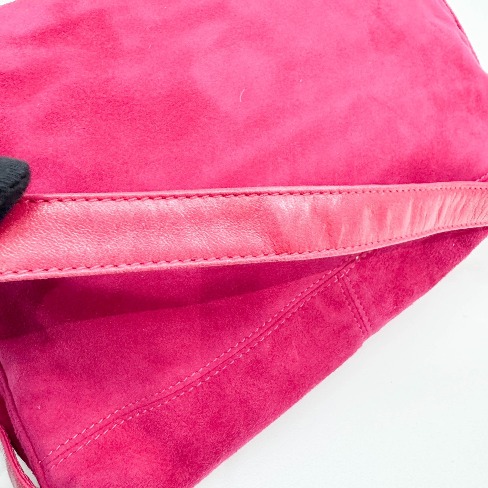 Mamma Baguette Pink Suede Shoulder Bag