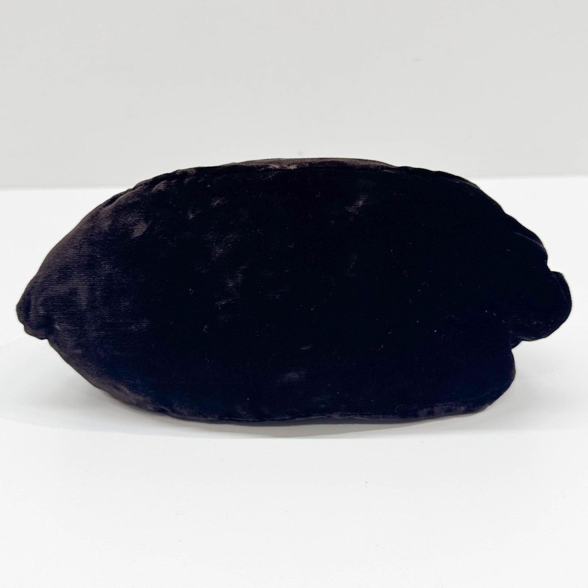 Beaded Handle Brown Velvet Shoulder Bag