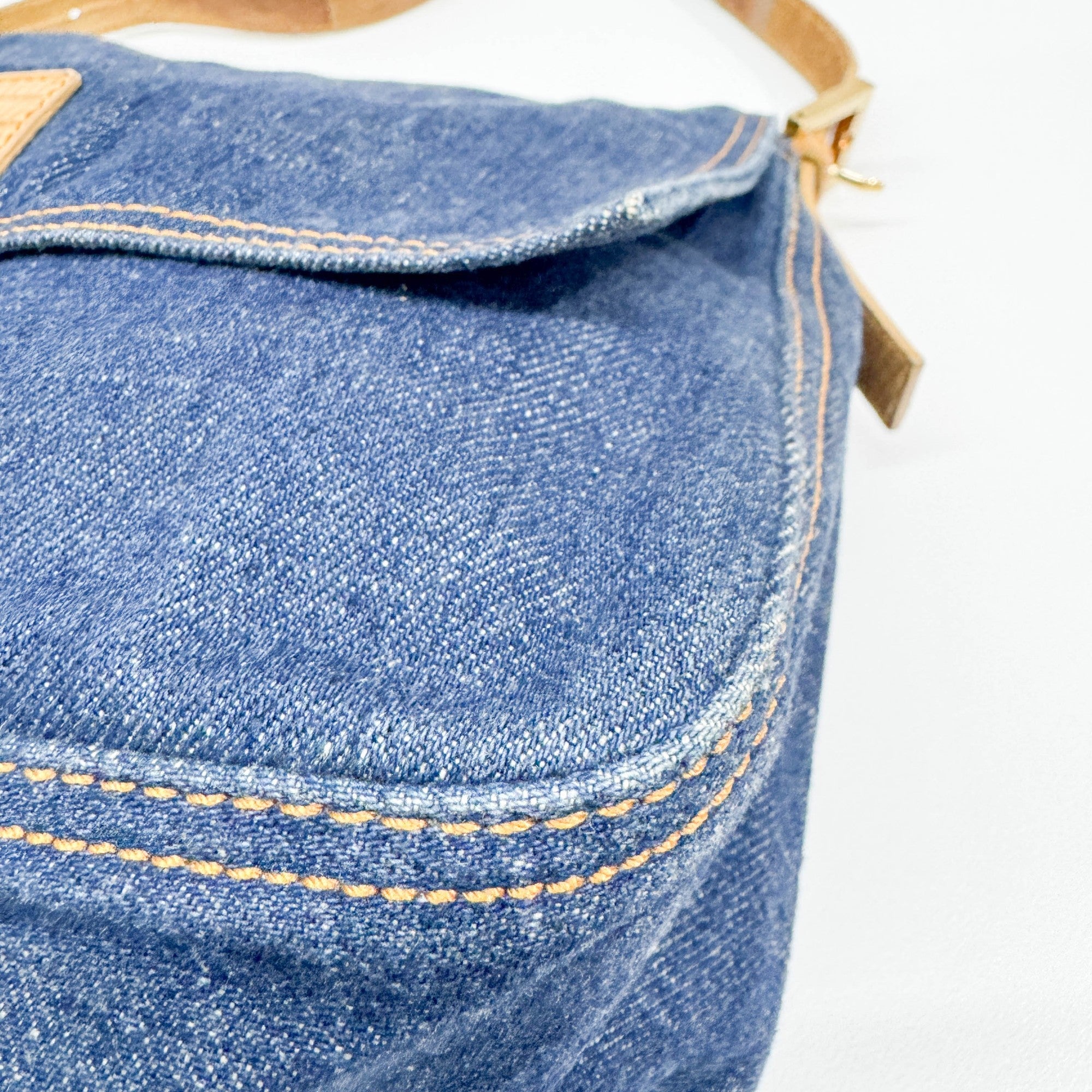 Mamma Baguette Blue Denim Shoulder Bag