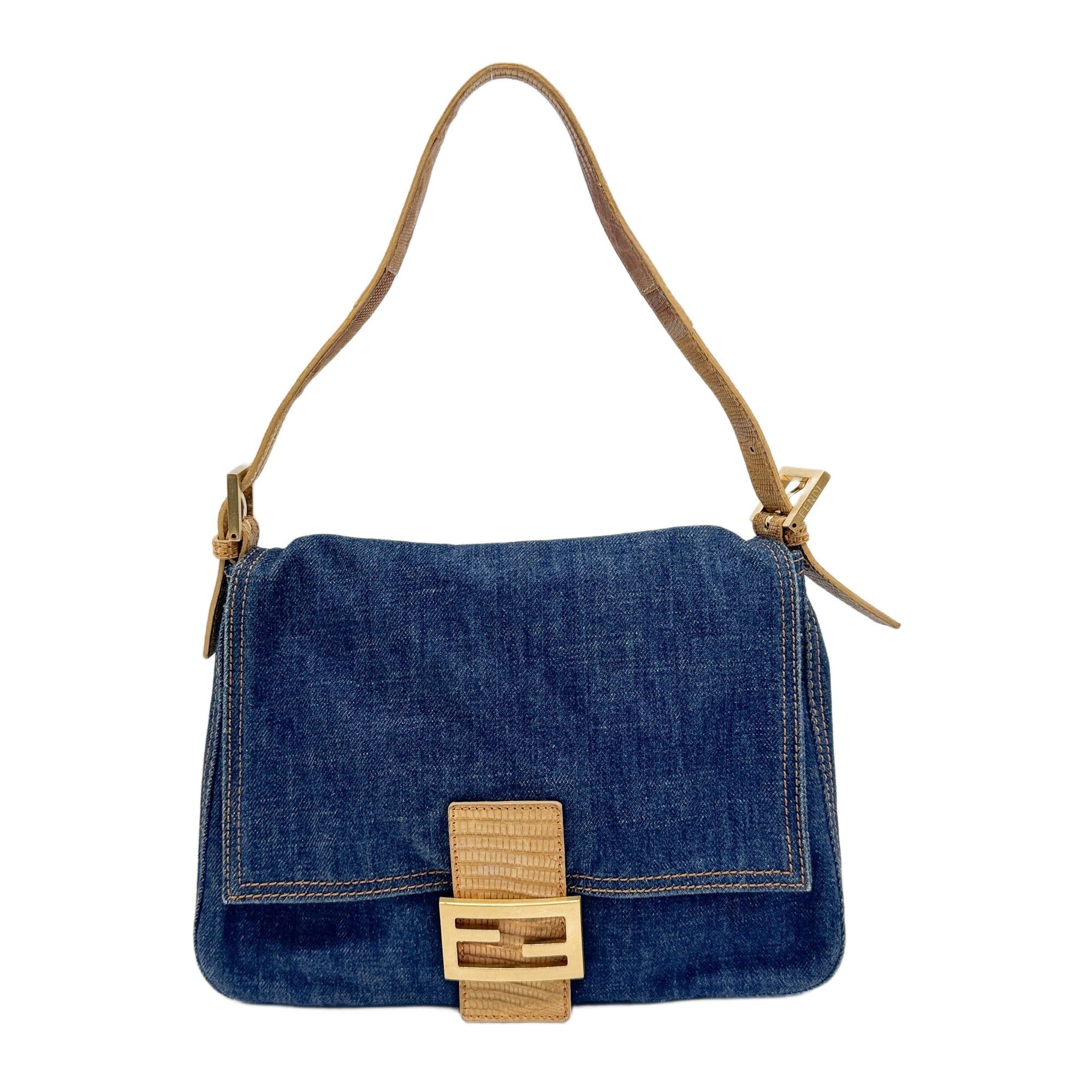 Mamma Baguette Blue Denim Shoulder Bag