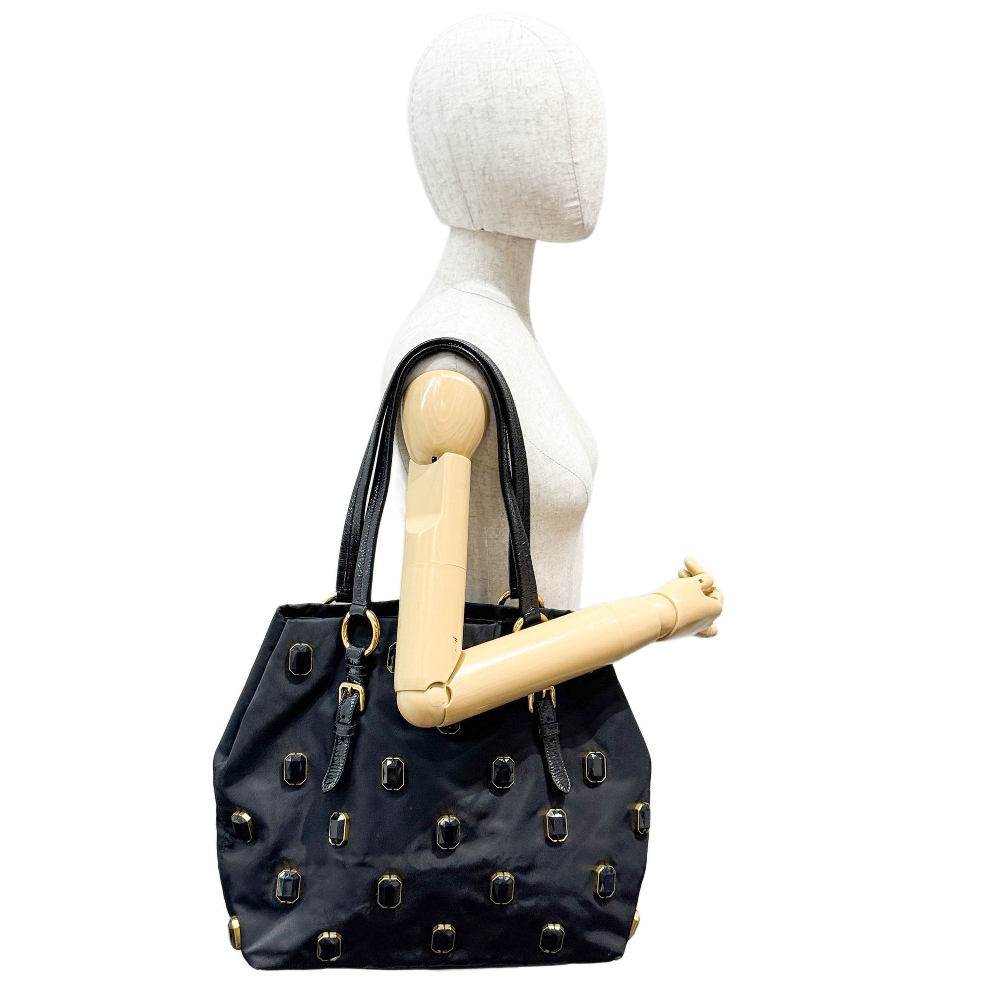 Canapa Bijou Black Nylon Tote Bag