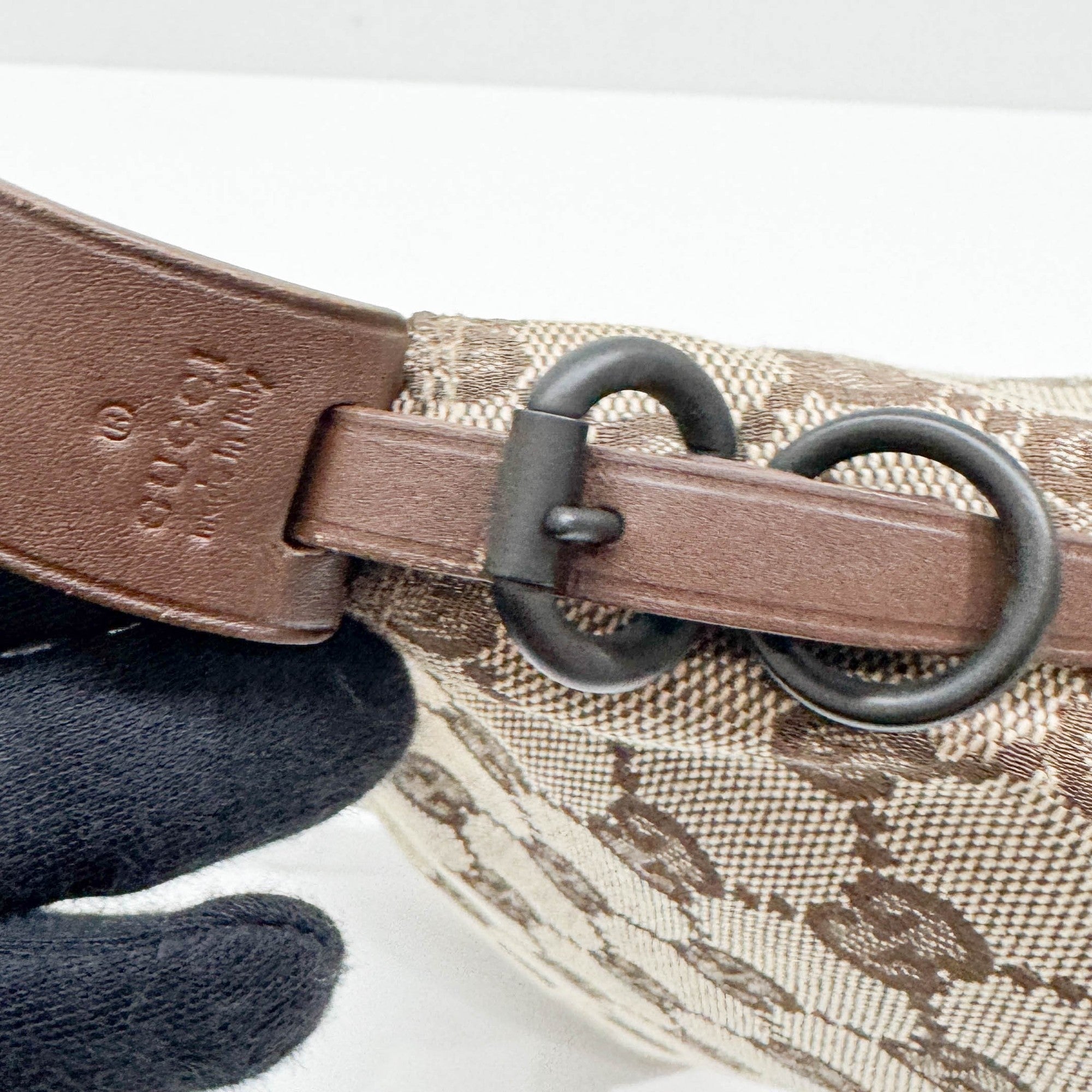 Tan GG Canvas Shoulder Bag