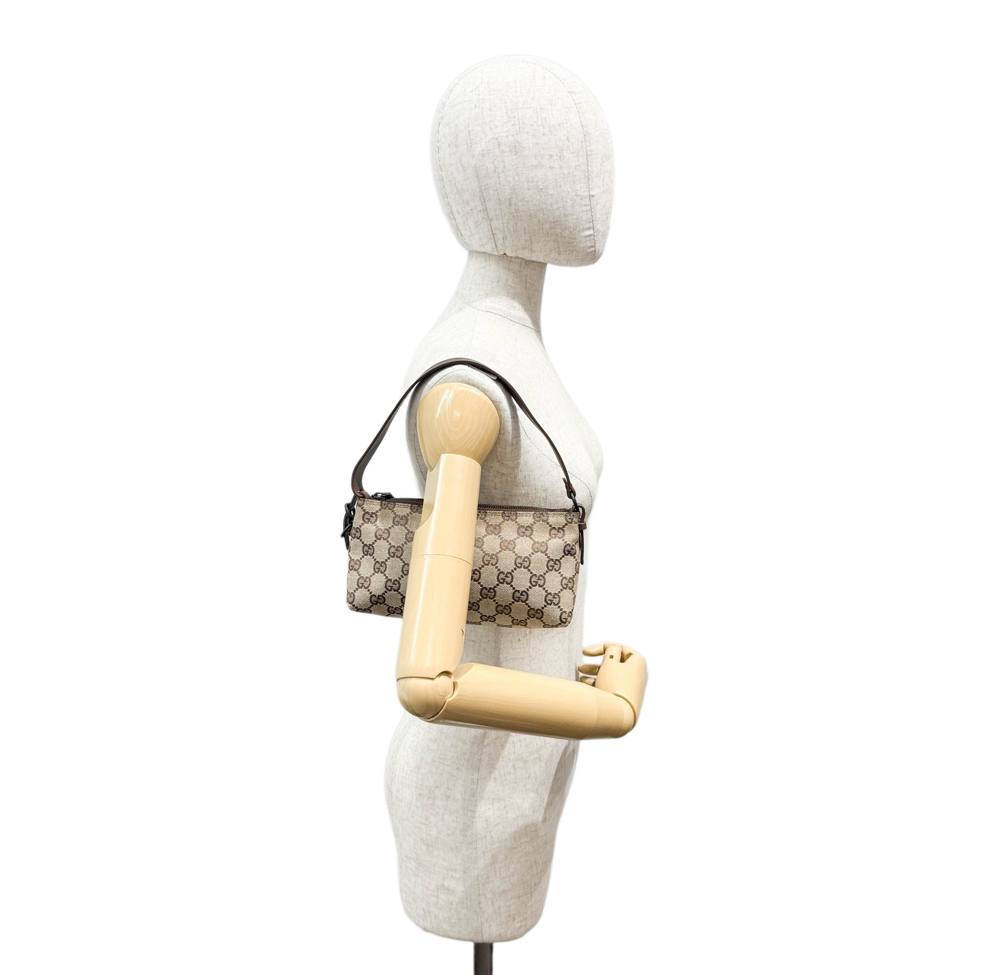 Tan GG Canvas Shoulder Bag