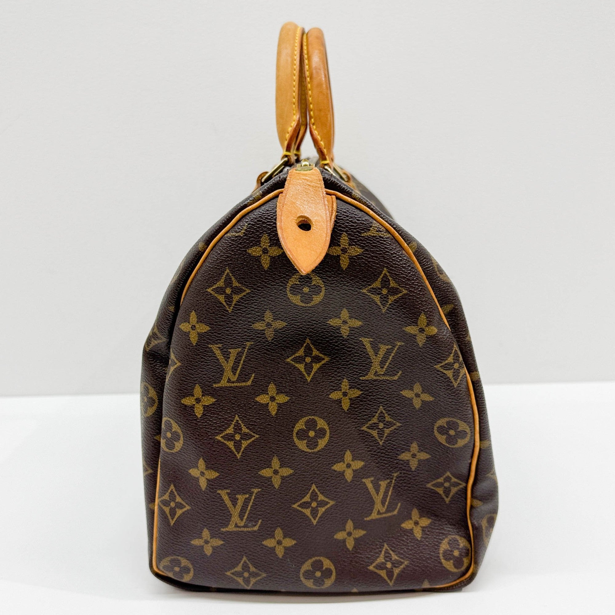 Speedy 30 Brown Monogram Leather Hand Bag