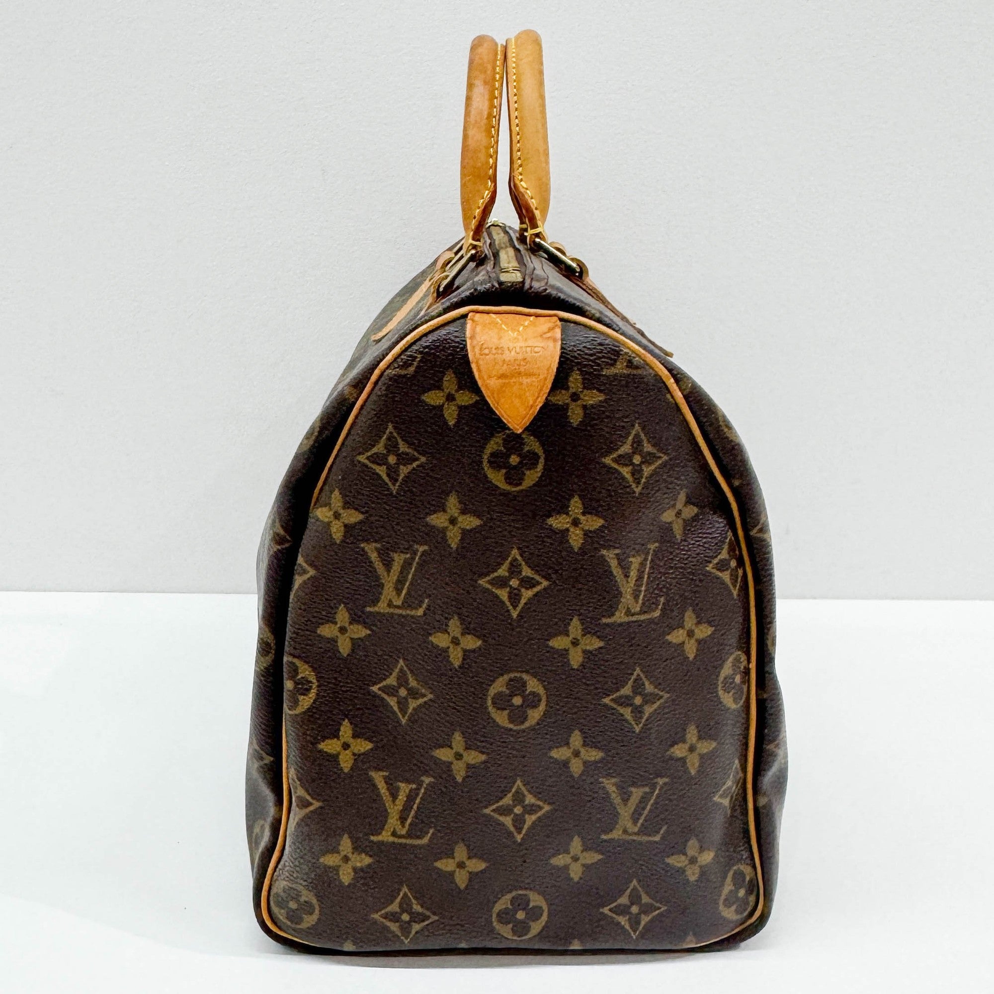 Speedy 30 Brown Monogram Leather Hand Bag