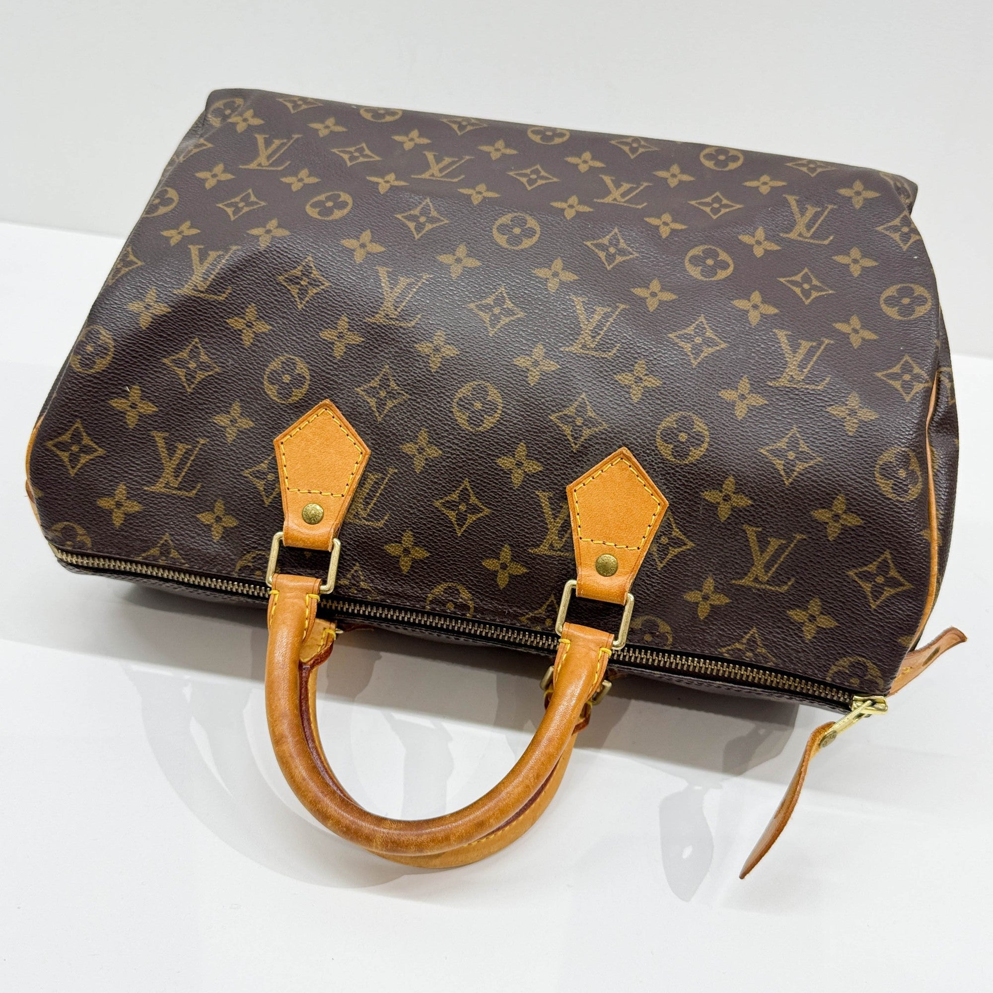 Speedy 30 Brown Monogram Leather Hand Bag
