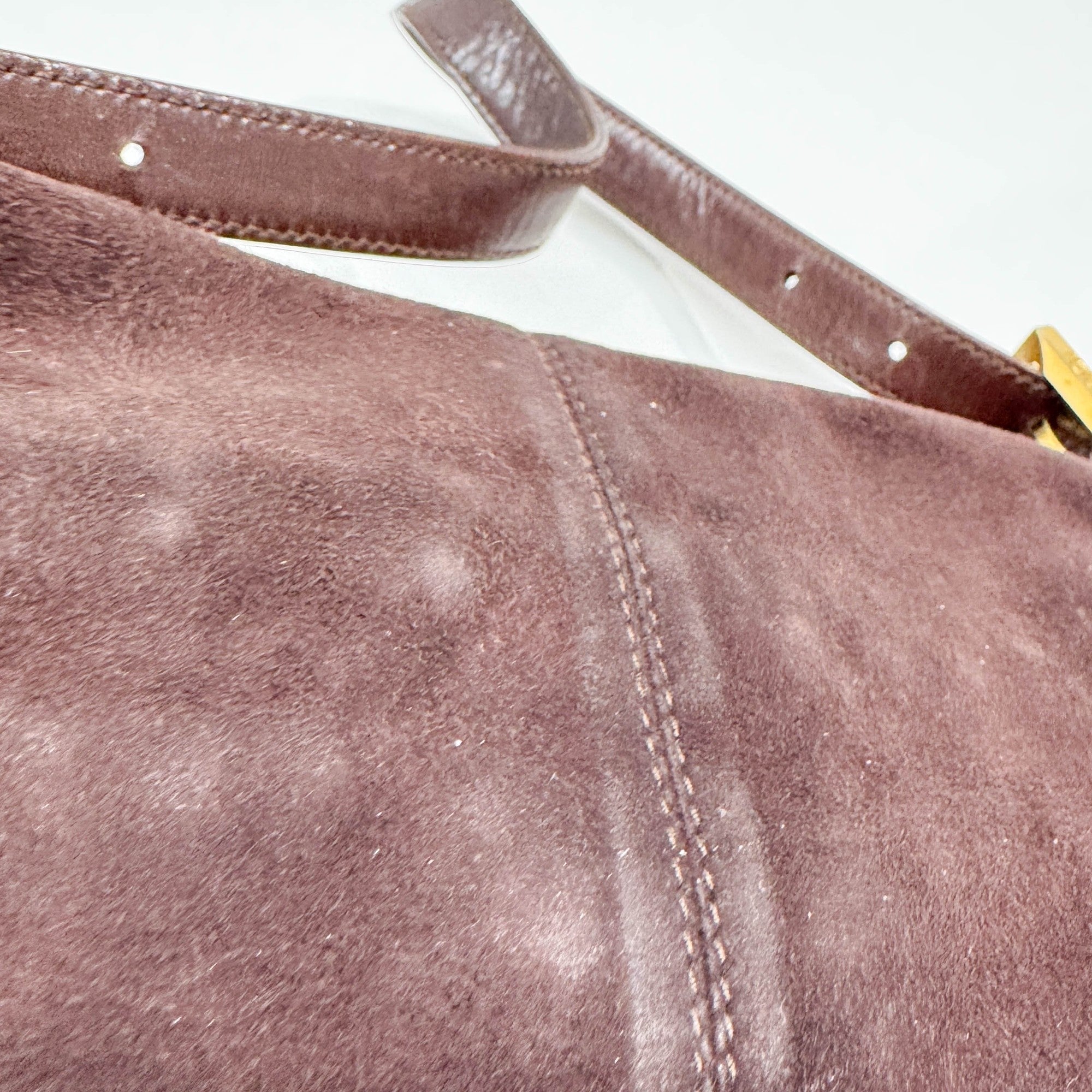 Baguette Brown Suede Shoulder Bag