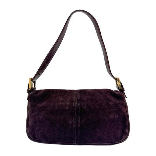 Baguette Brown Suede Shoulder Bag