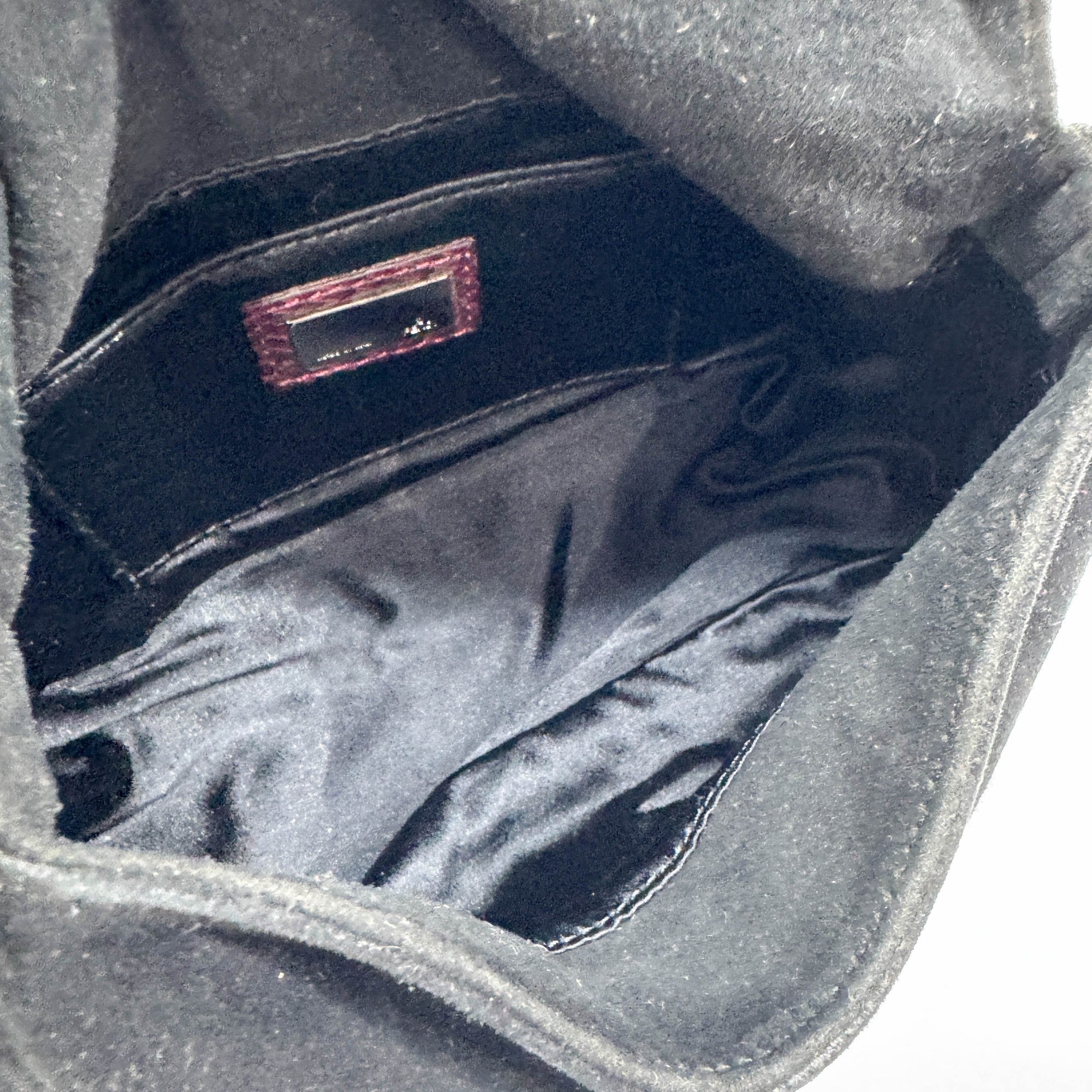 Mini Mamma Baguette Embroidered Black Cashmere Shoulder Bag