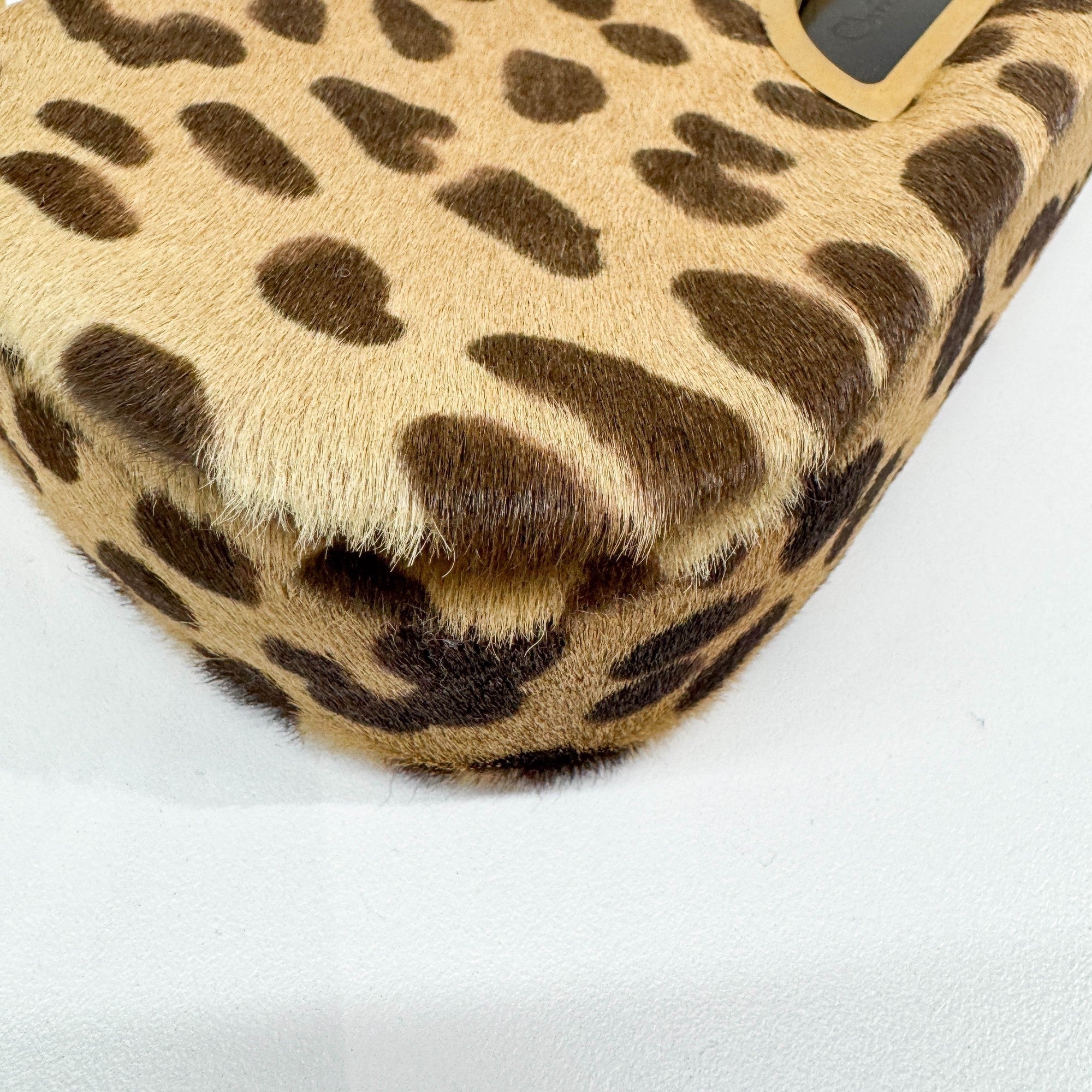 Malice Pearl Tan Leopard Print Pony Hair Shoulder Bag