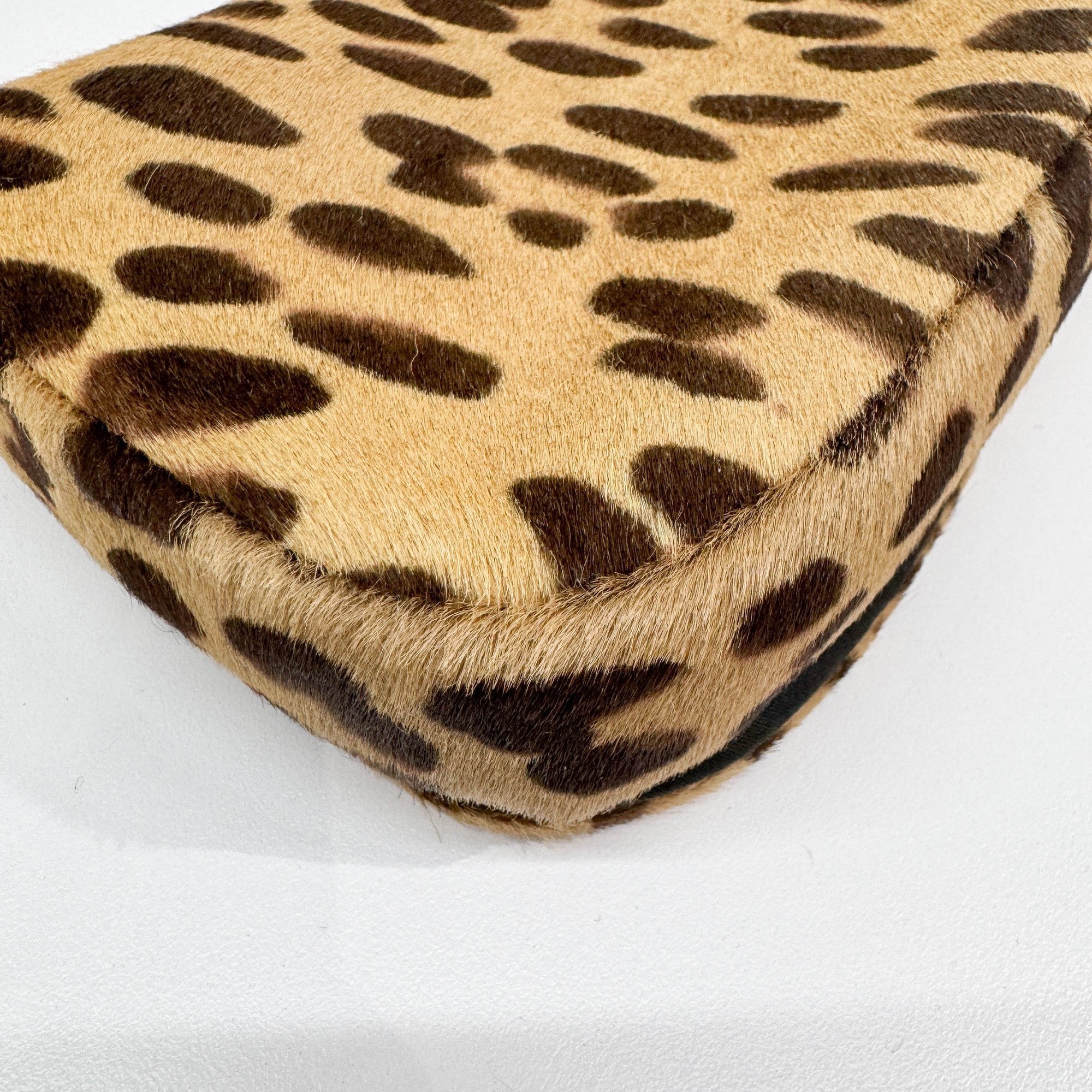 Malice Pearl Tan Leopard Print Pony Hair Shoulder Bag