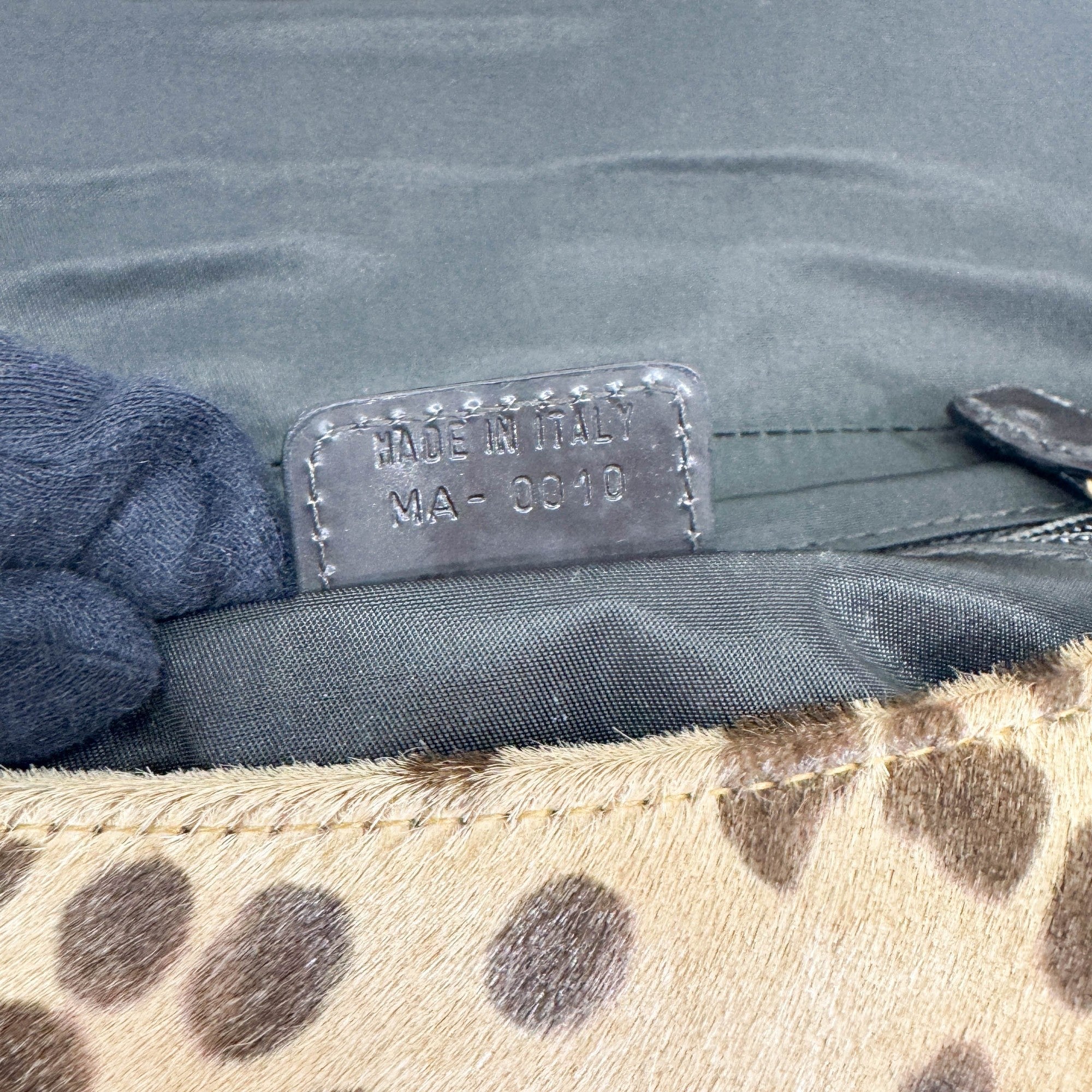 Malice Pearl Tan Leopard Print Pony Hair Shoulder Bag