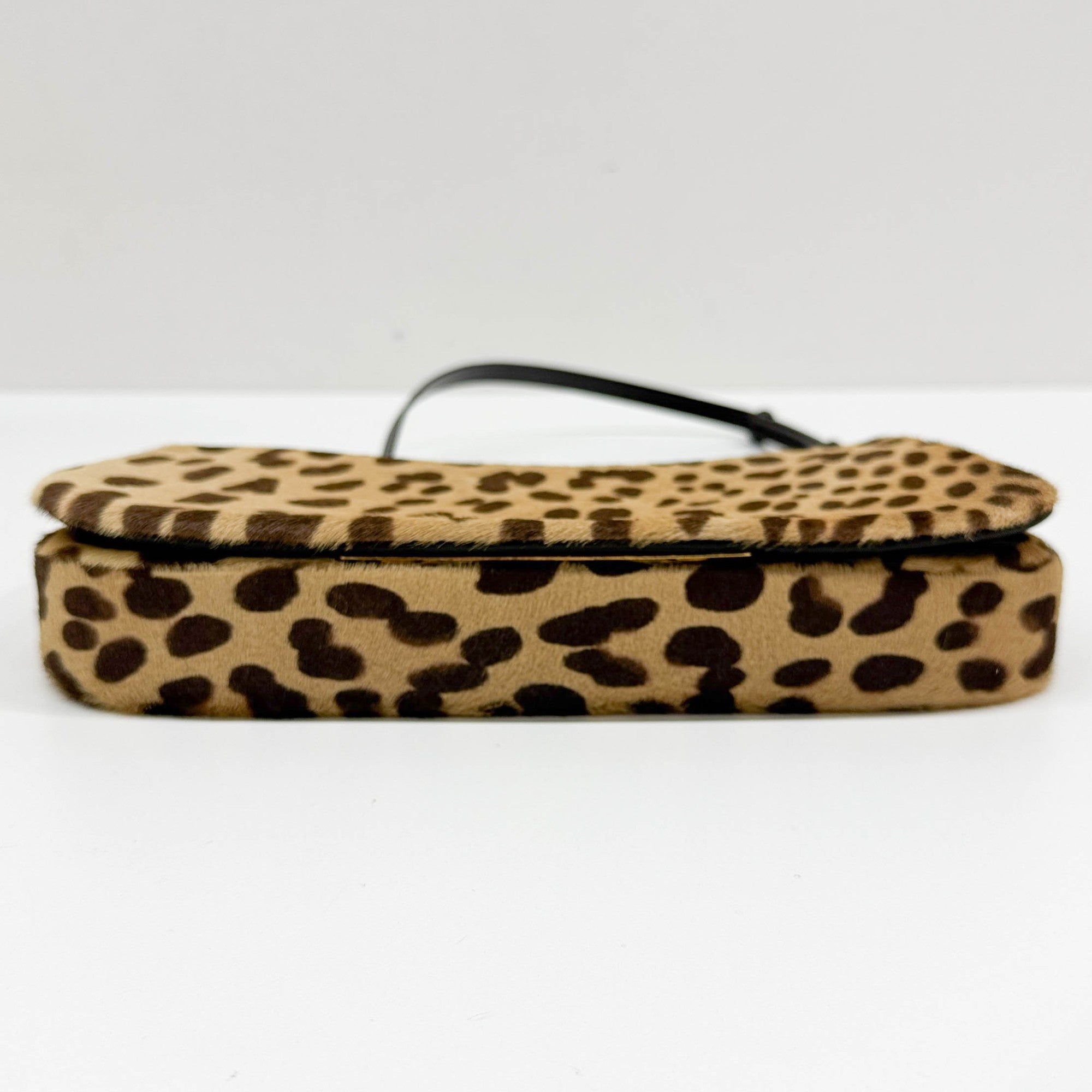Malice Pearl Tan Leopard Print Pony Hair Shoulder Bag