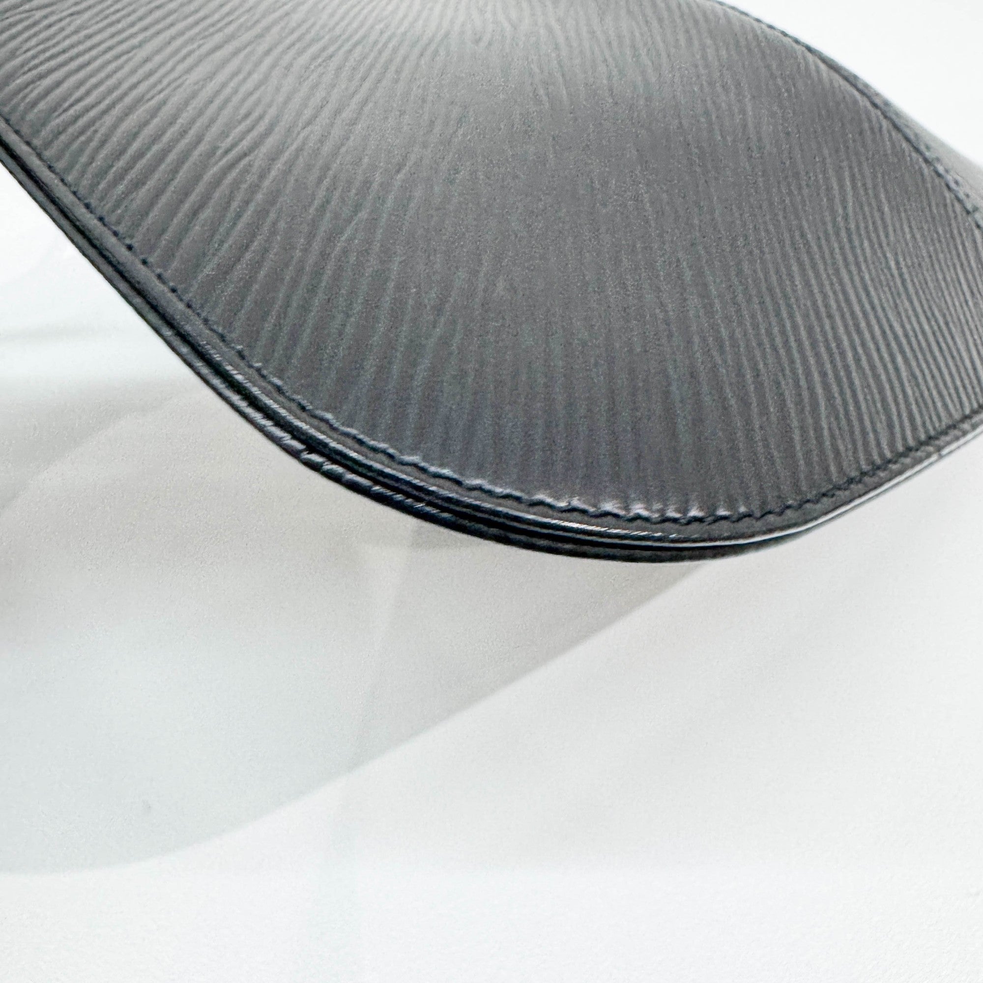 Demi Lune Black Epi Leather Shoulder Pochette