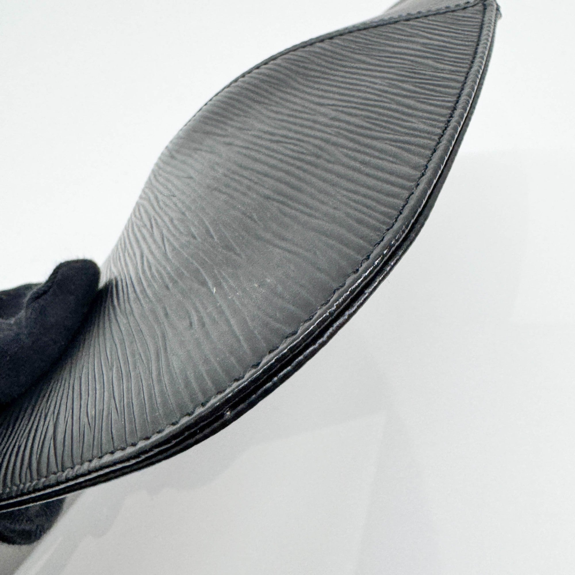 Demi Lune Black Epi Leather Shoulder Pochette