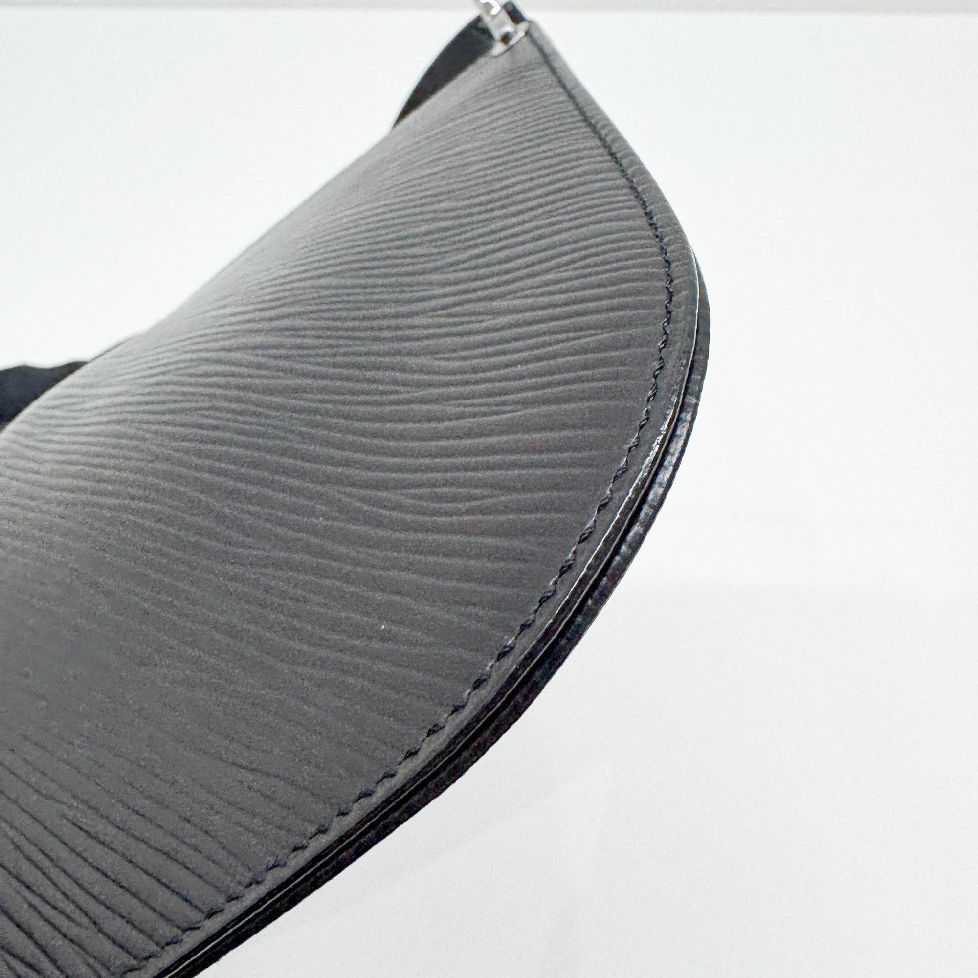 Demi Lune Black Epi Leather Shoulder Pochette