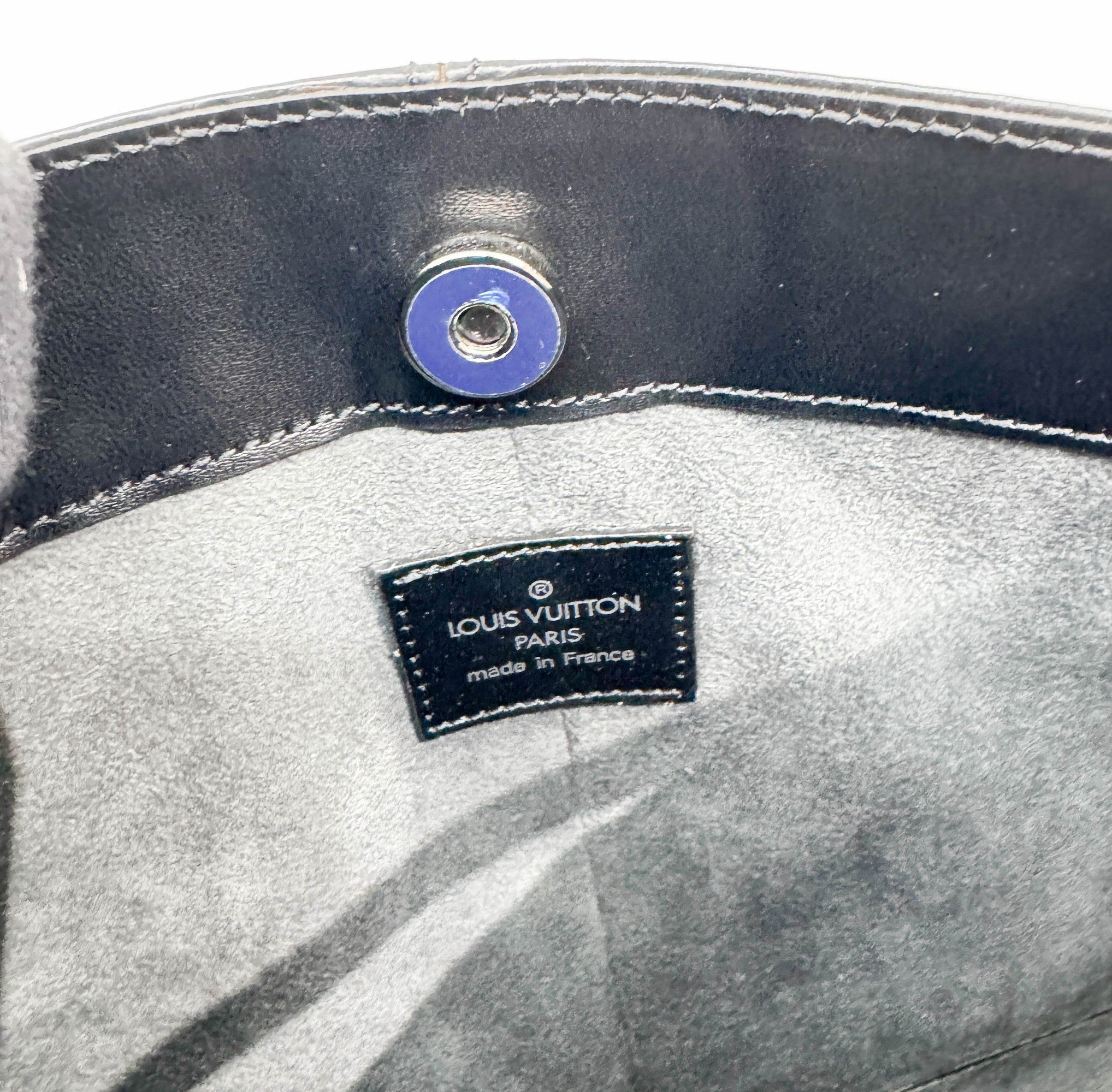 Demi Lune Black Epi Leather Shoulder Pochette