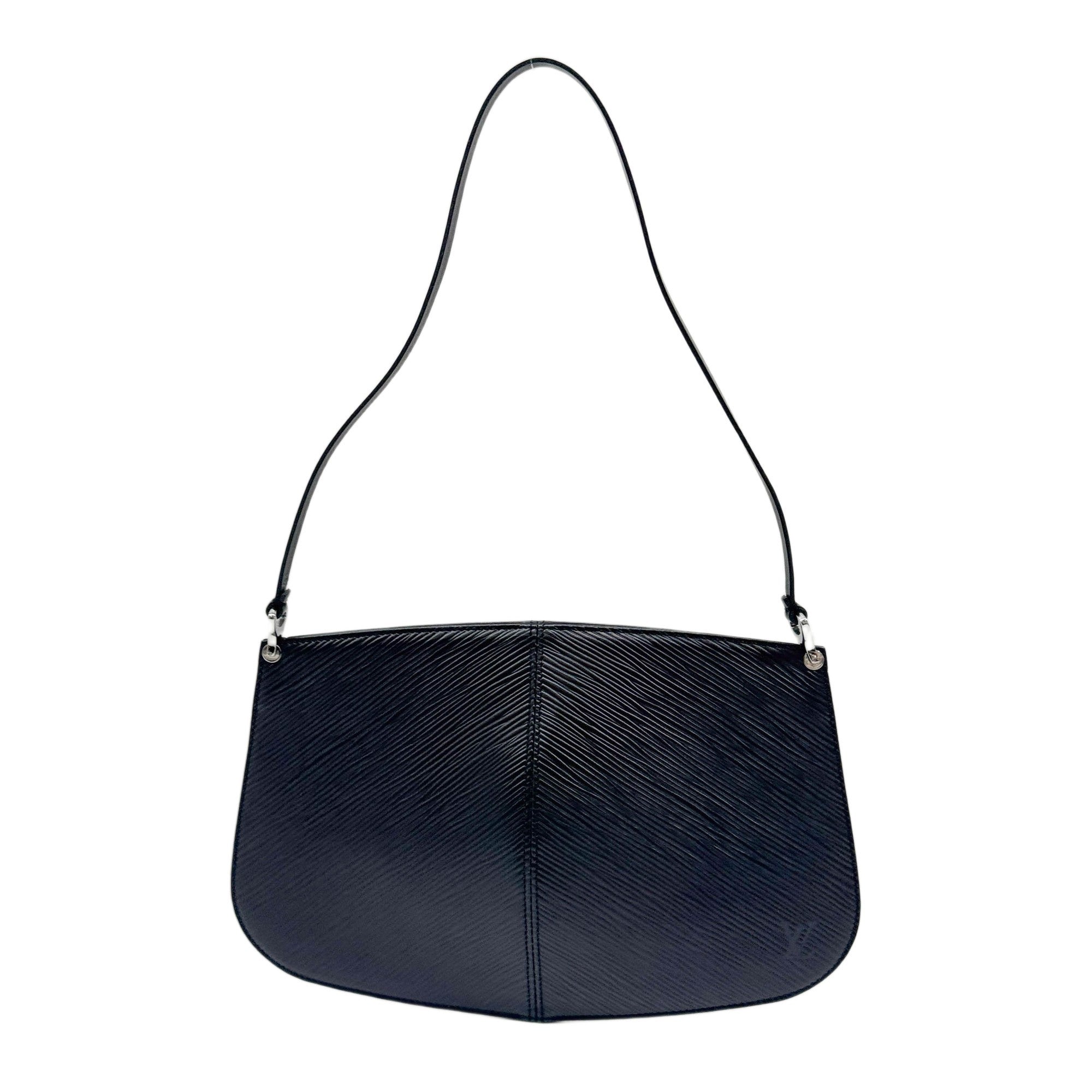 Demi Lune Black Epi Leather Shoulder Pochette
