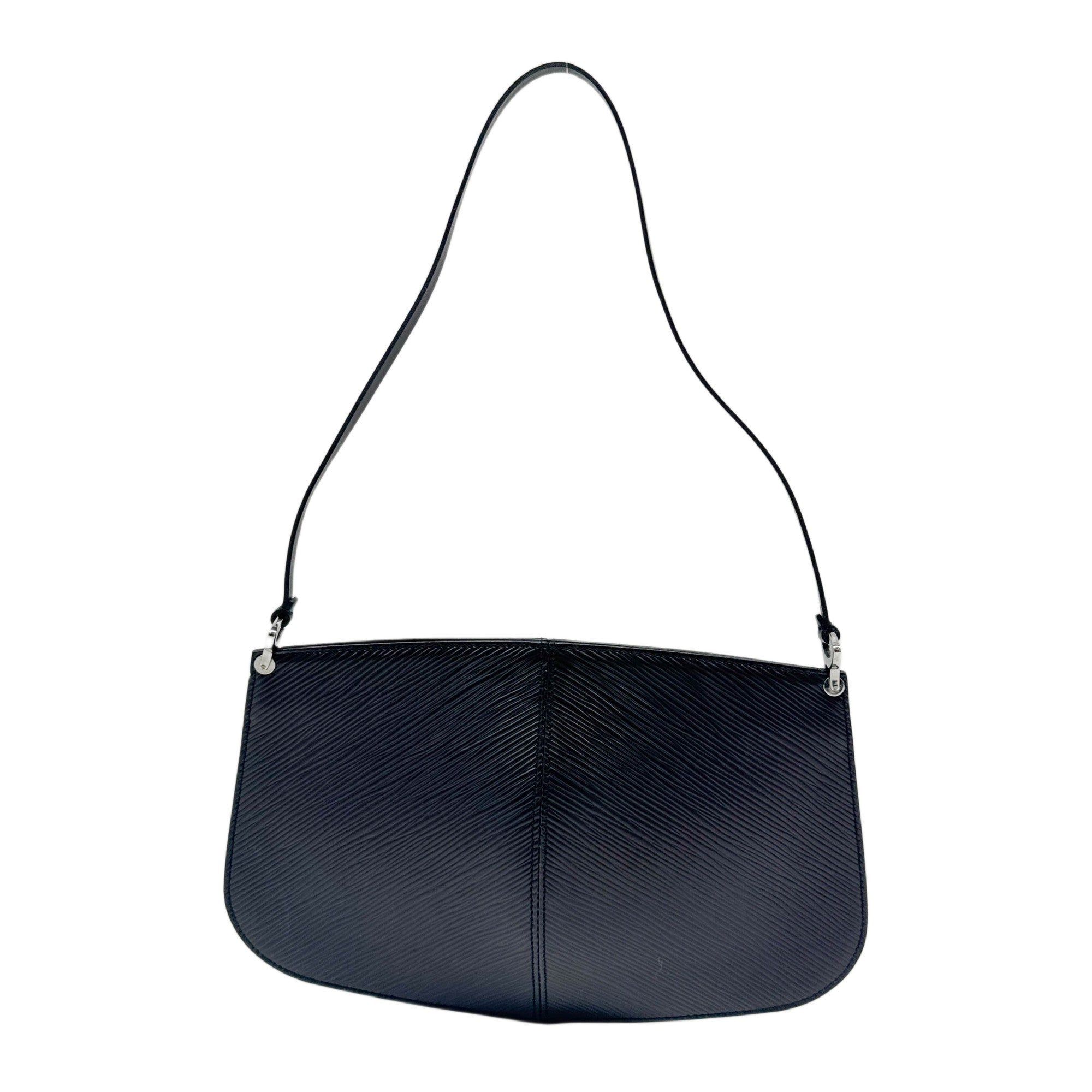 Demi Lune Black Epi Leather Shoulder Pochette