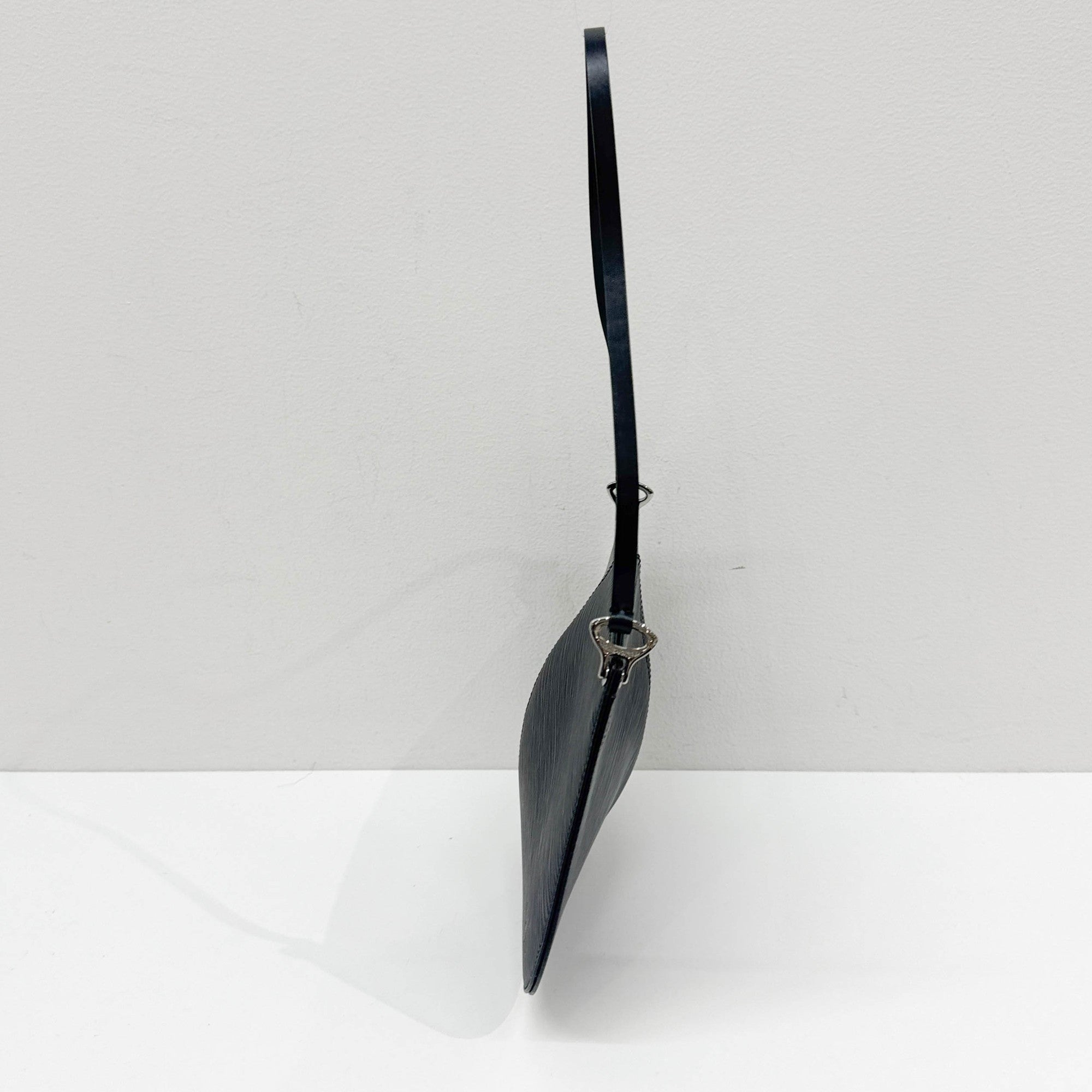 Demi Lune Black Epi Leather Shoulder Pochette