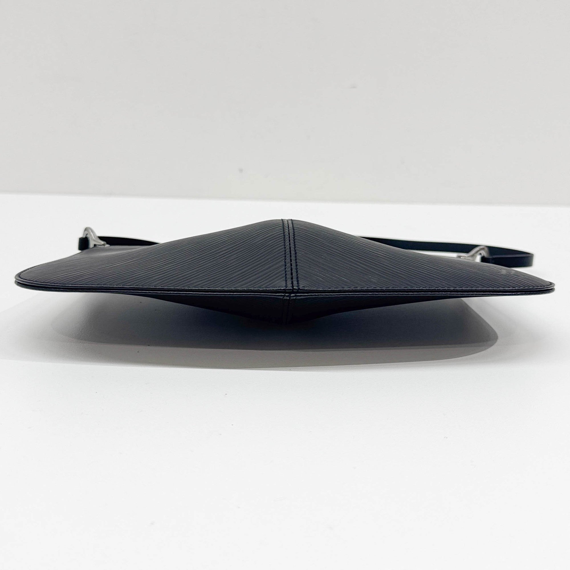 Demi Lune Black Epi Leather Shoulder Pochette