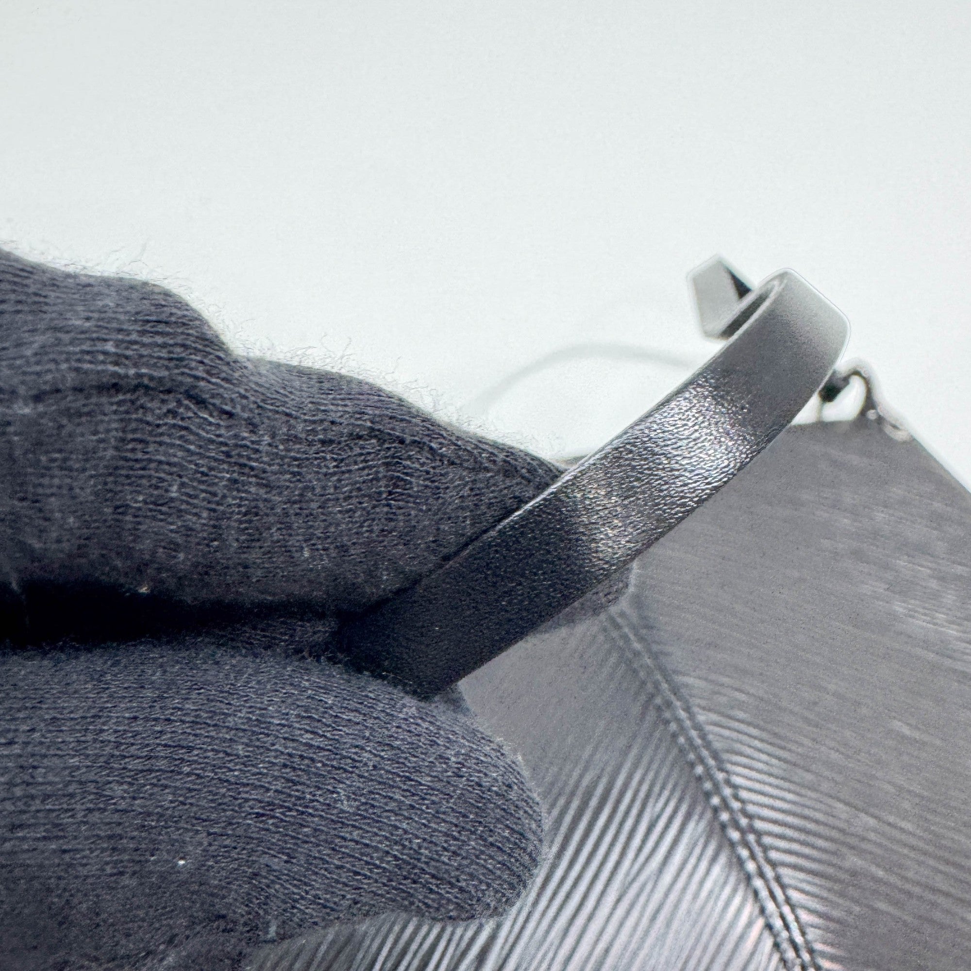 Demi Lune Black Epi Leather Shoulder Pochette