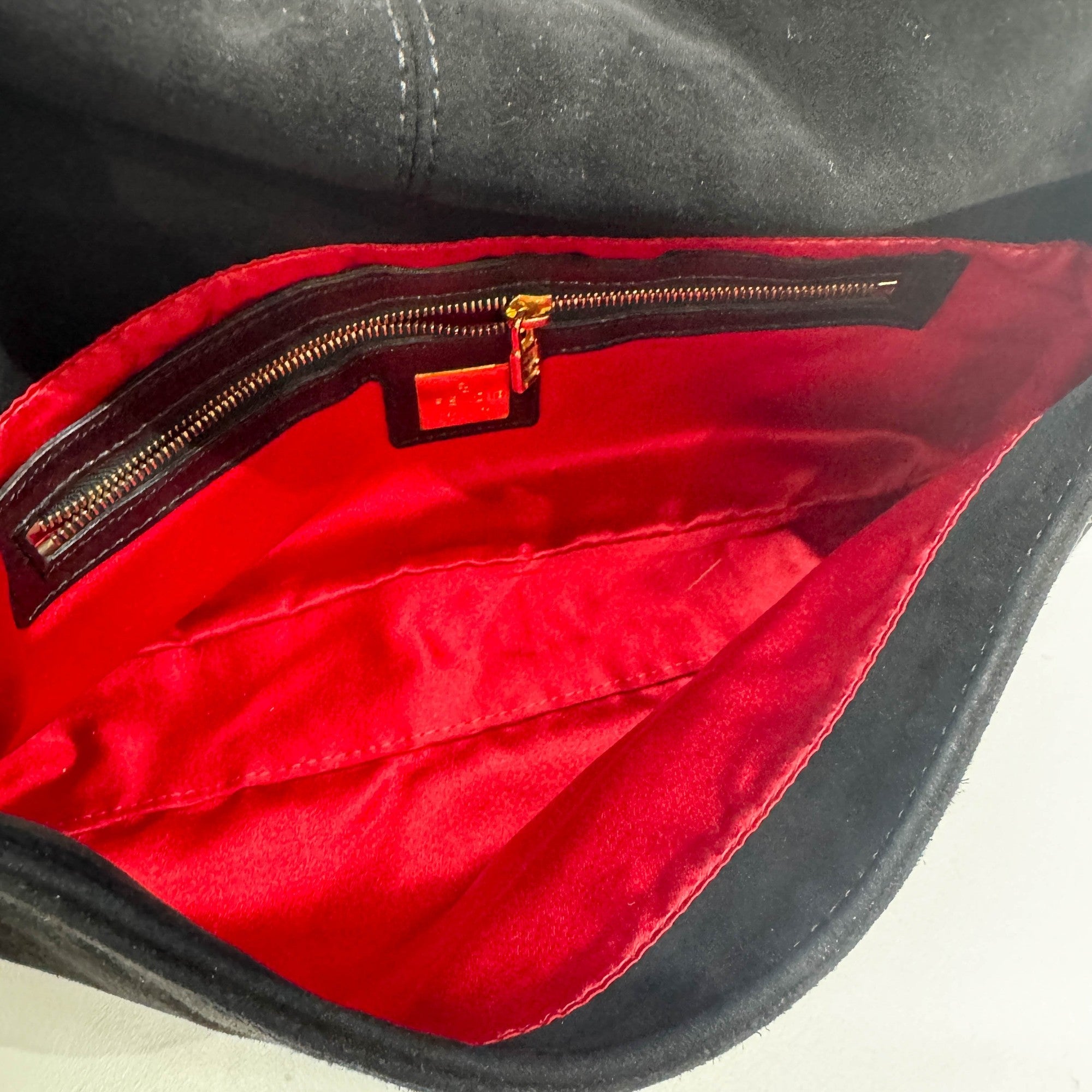 Baguette Black Suede Shoulder Bag